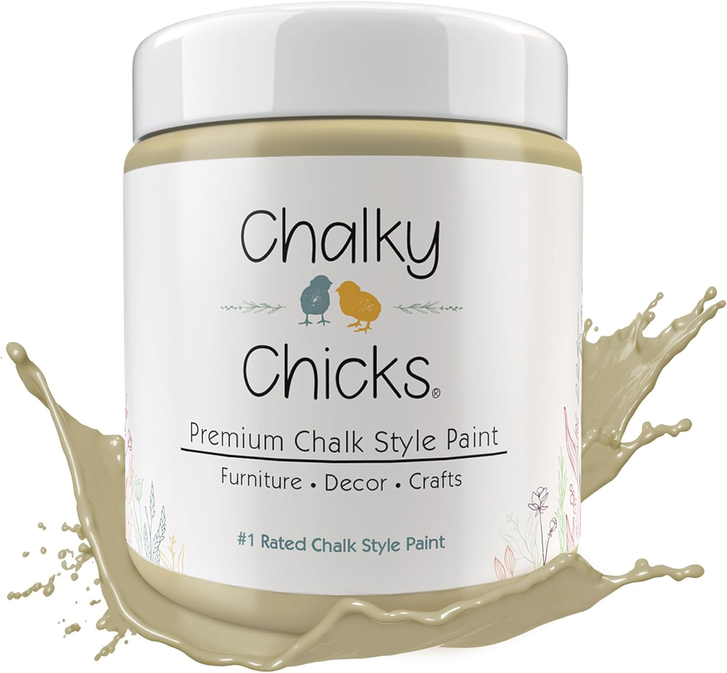 Chalky Chicks All-in-One Chalk Paint for Furniture or Cabinet - 16 Fl Oz - Matte Finish Olive Wood (Taupe) for Metal, Wood Furniture Paint - No Sanding All-in-One for Home Decor & Crafts, USA Made