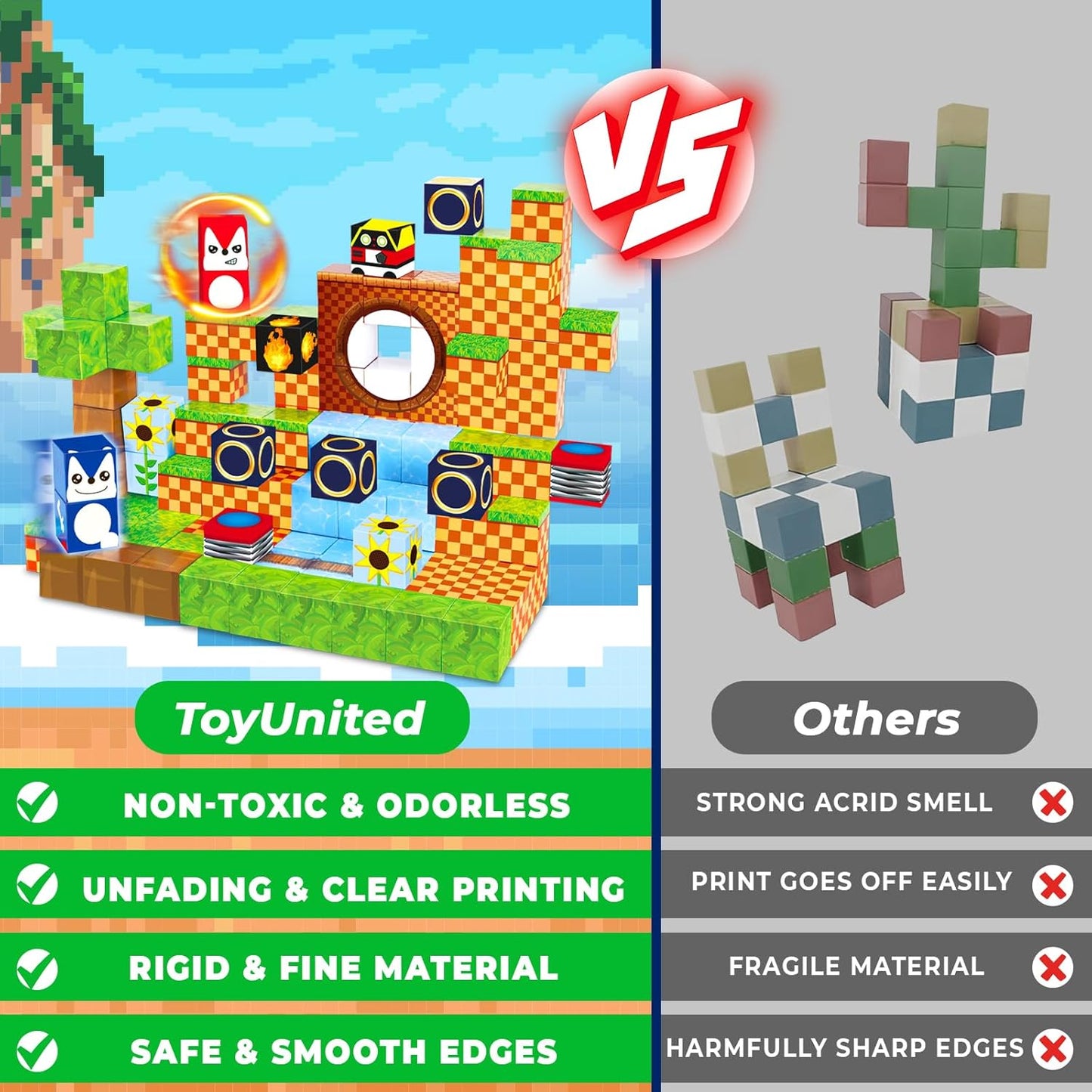 Magnetic Blocks, 100PCS Magnetic Building Blocks, STEM Building Game Montessori Sensory Toys for Kids Boys Girls Ages 3 4 5 6 7 8 9 10 Holiday Easter Birthday Gifts