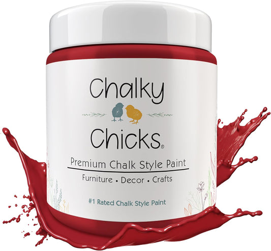 Chalky Chicks All-in-One Chalk Paint for Furniture or Cabinet - 16 Fl Oz - Matte Finish Firecracker (Red) for Metal, Wood Furniture Paint - No Sanding All-in-One for Home Decor & Crafts, USA Made