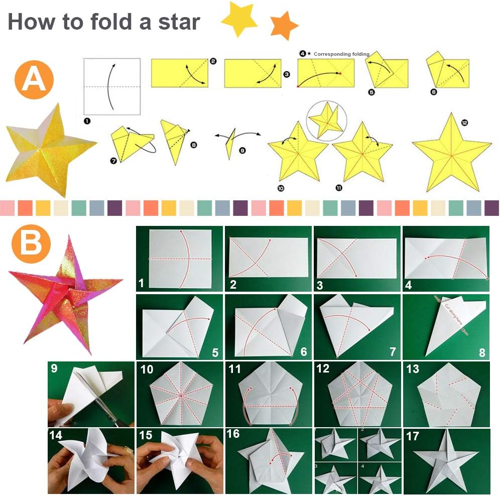 UCEC 50 Sheet Shiny Origami Paper 10 Colors Square Iridescent Origami Paper, Decoration Glitter Square Folding Papers for Kids Arts & Crafts Projects