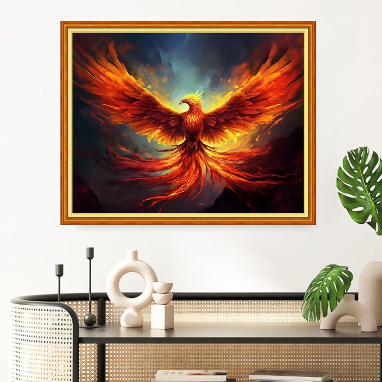 Redxing Stamped Cross Stitch Kits Full Range of Embroidery Starter Kits- Needlepoint Counted Cross Stitch Kits for Beginner Adults 11CT Printed Embroidery Kit-Auspicious Phoenix 16x20 inch