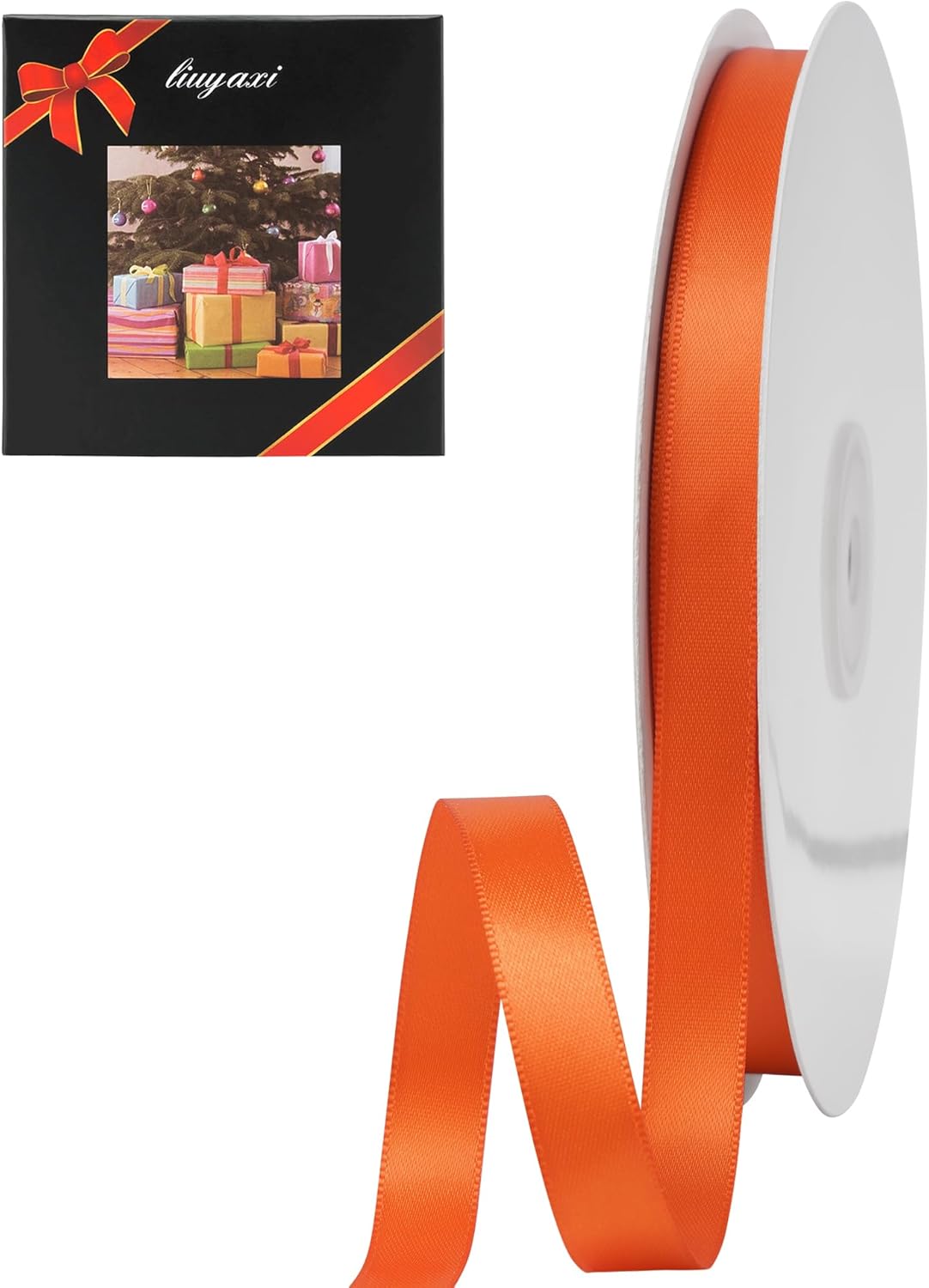 LIUYAXI Torrid Orange Stain Ribbon, 1/2" X Continuous 50 Yards, Double Faced Fabric Ribbon Perfect for Gift Wrapping Wedding Christmas Birthday Floral Arrangement Craft