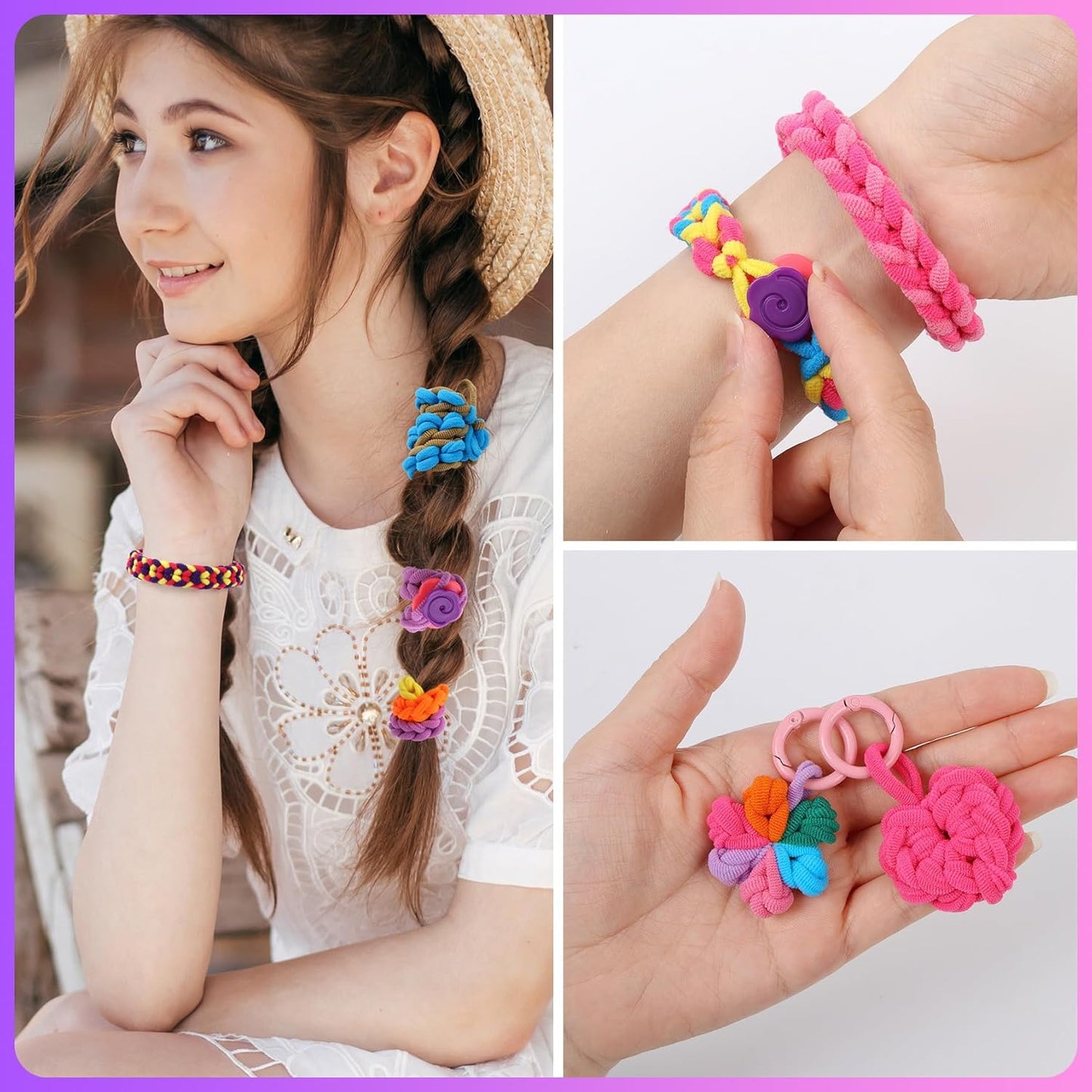 FUNiOi Kids Art and Craft Kit, Rubber Band Bracelet Make Toy, Cat Weaving Comb, 1000+ Colorful Hair Ties, DIY, Organizer Case, Gift for Girls 7-12 Years