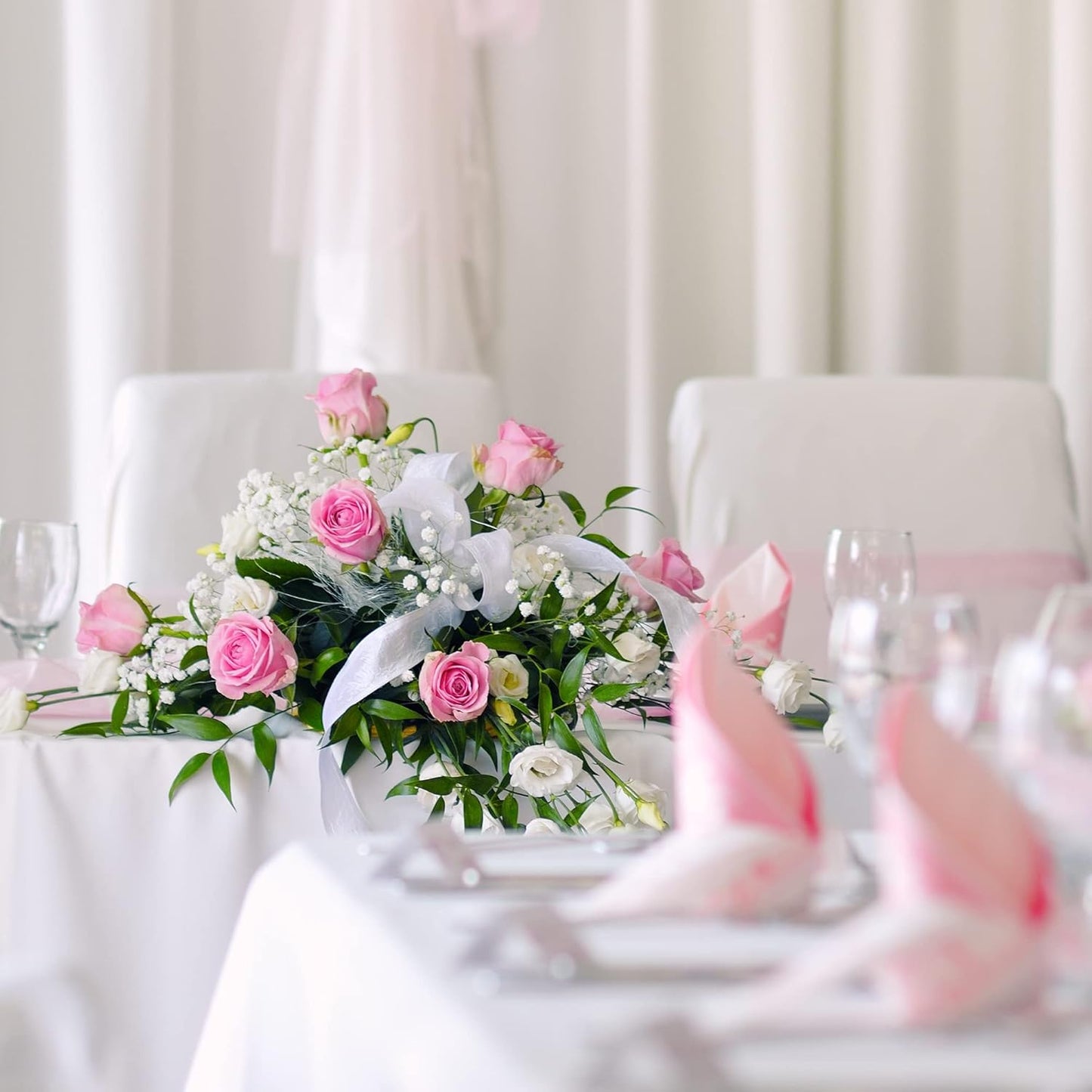 LIUYAXI White Double Faced Satin Ribbon, 1-1/2" X Continuous 25 Yards, Ribbons Perfect for Gift Wrapping Wedding Bouquet Decor DIY Craft Bow Making & Other Projects