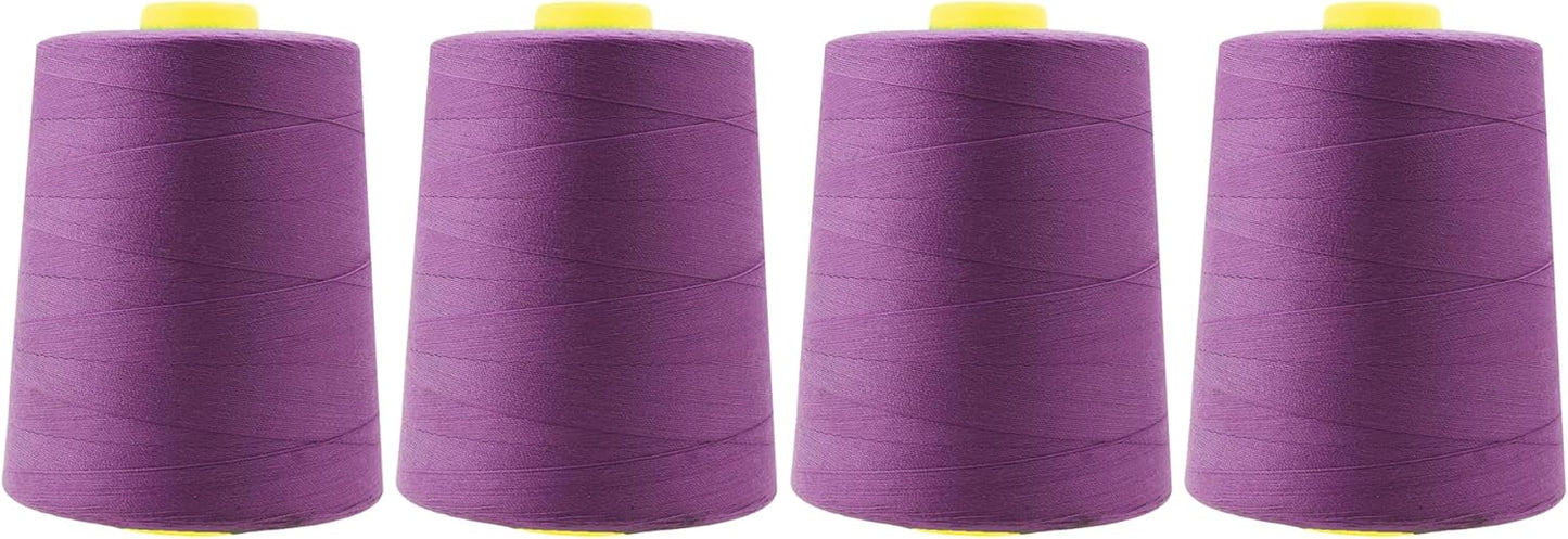 Mandala Crafts 4 Pack of Serger Threads Cones Spools - 20S/2 24000 Yards Polyester Mulberry Threads for Sergers Machine and Overlock Quilting Sewing Machine
