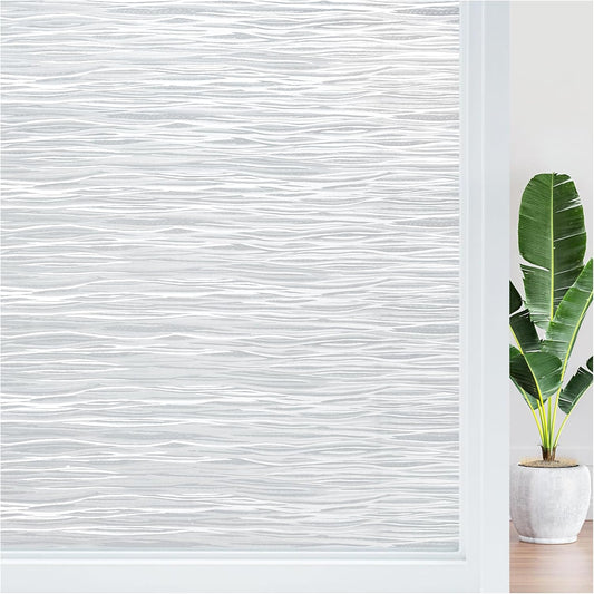 Haton Window Privacy Film, Frosted Glass Privacy Window Clings, Sun Blocking Frosting Opaque Coverings, Static Cling Removable Decorative Stickers for Home Door, Non-Adhesive 29.5" x 157.4"