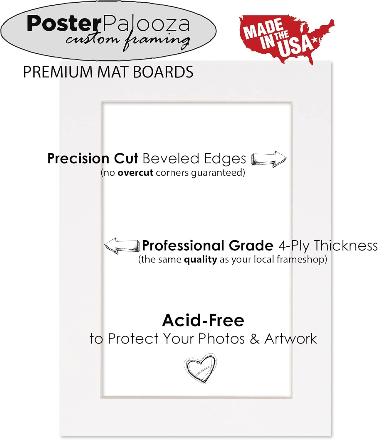 Poster Palooza 11x14 Mat Bevel Cut for 8.5x11 Photos - Acid Free Cardinal Red Precut Matboard - For Pictures, Photos, Framing - 4-ply Thickness