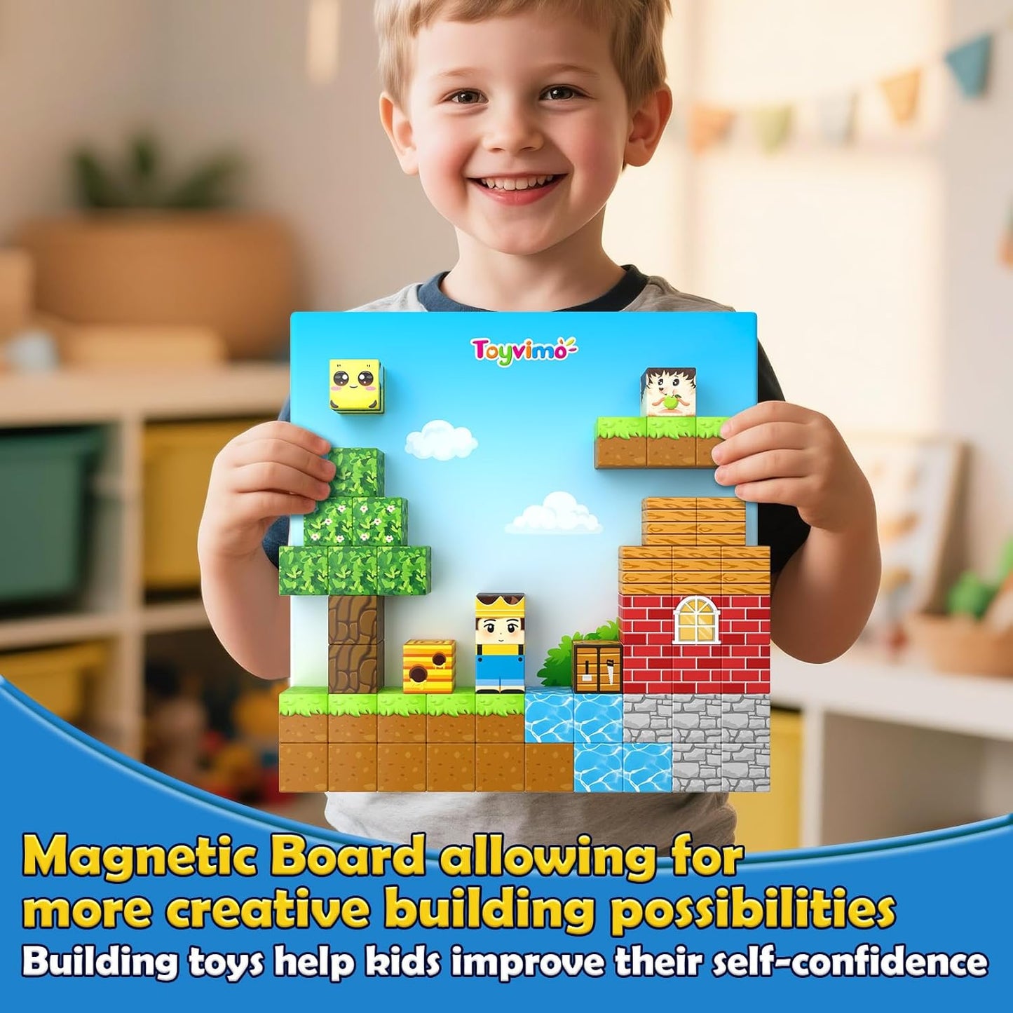 Magnetic Blocks 100PCS Compatible STEM Stacking Building Toys for Kids Ages 3+ Stream Magnets Creative Play 3 4 5 6 7 8 9 10 11 12 Year Old Boys Girls Birthday Gifts