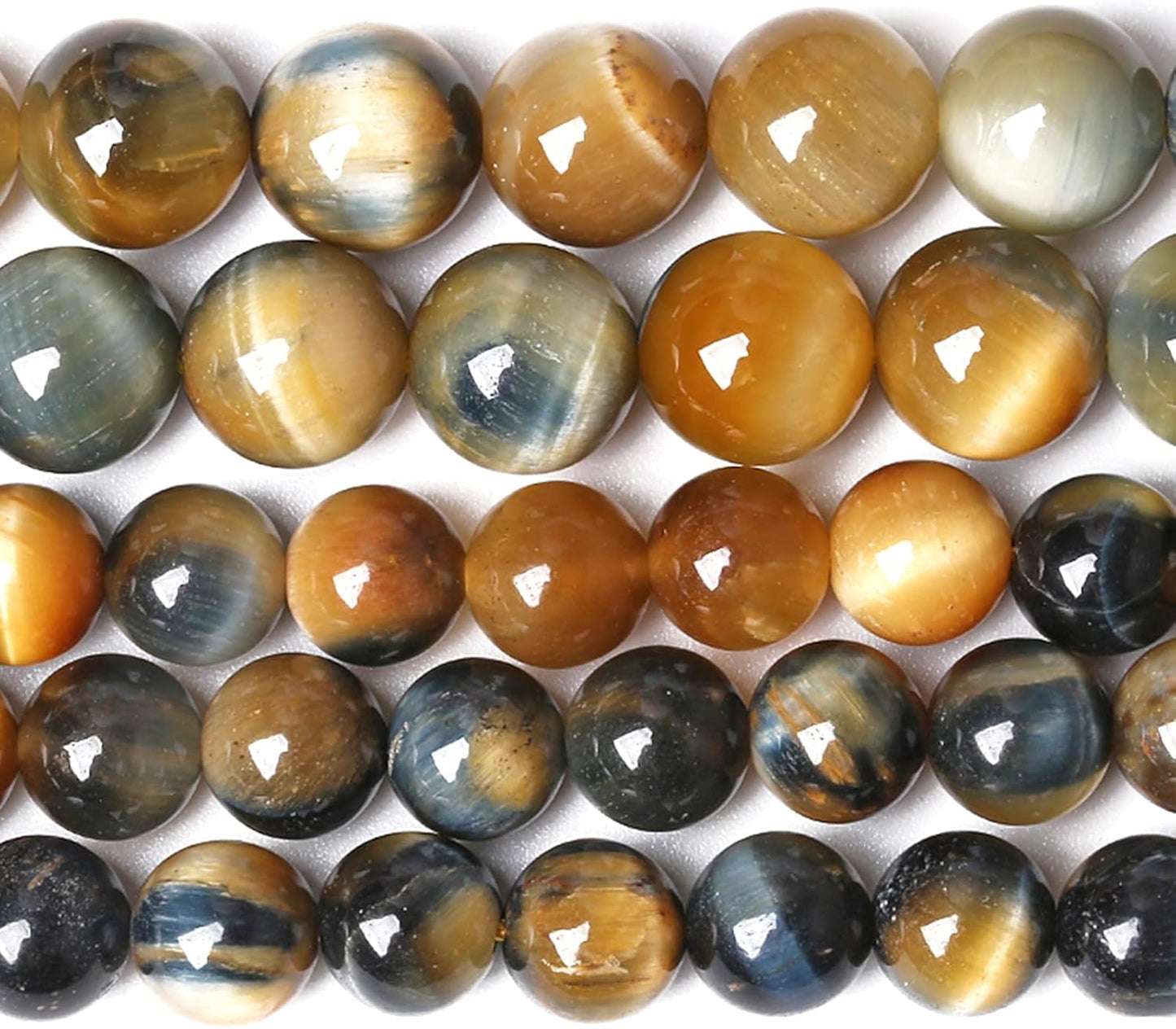 4MM Dream Blue Tiger Eye Stone Beads Natural Gemstone Round Loose Beads for Jewelry Making Bracelet Necklace 180pcs 2 Strands 32"
