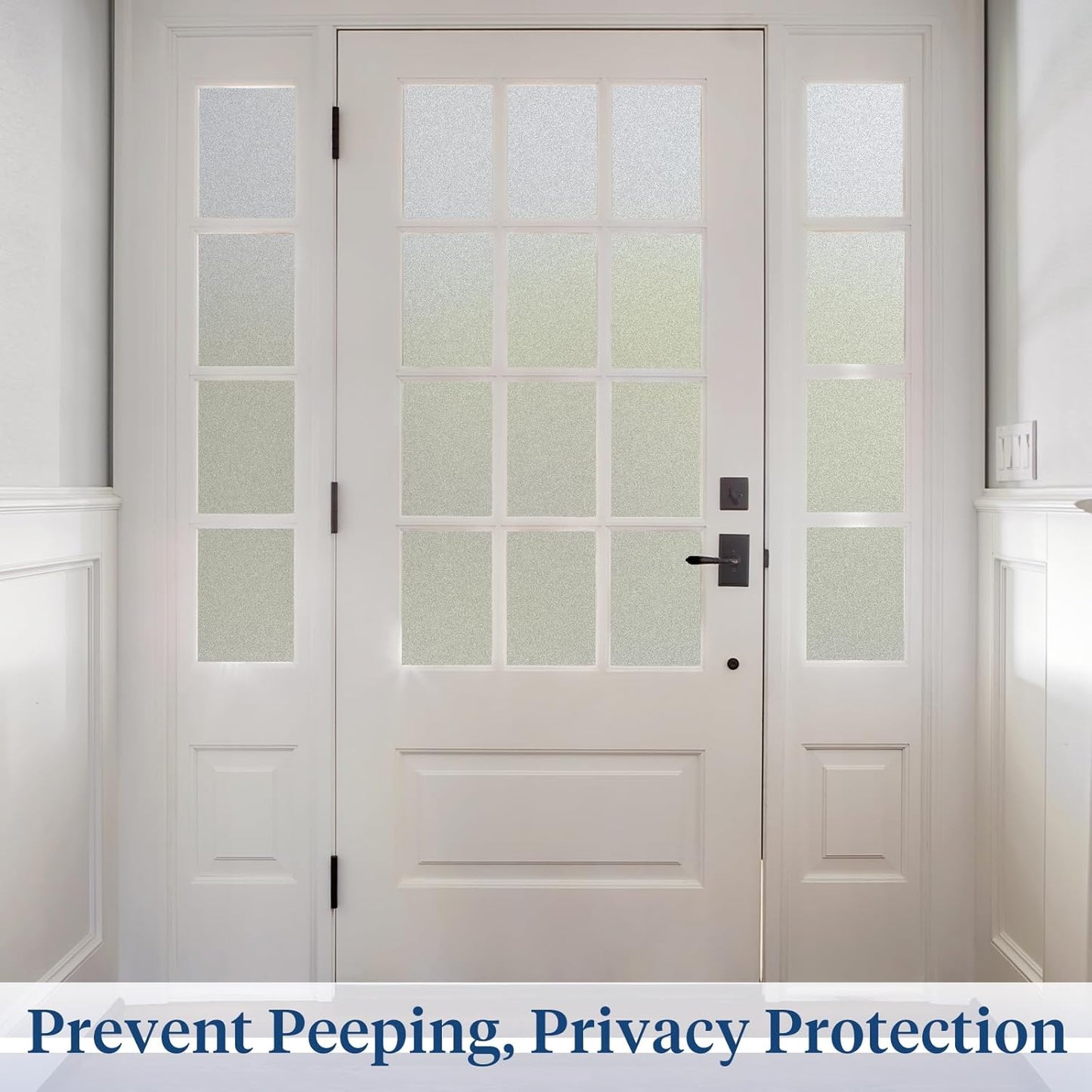 Haton Window Privacy Film Frosted Glass for Bathroom, Static Cling UV Sun Blocking Window Clings, Opaque Decorative Coverings Removable Sticker Heat Control Tint for Home Door, Pure 35.4" x 118.1"