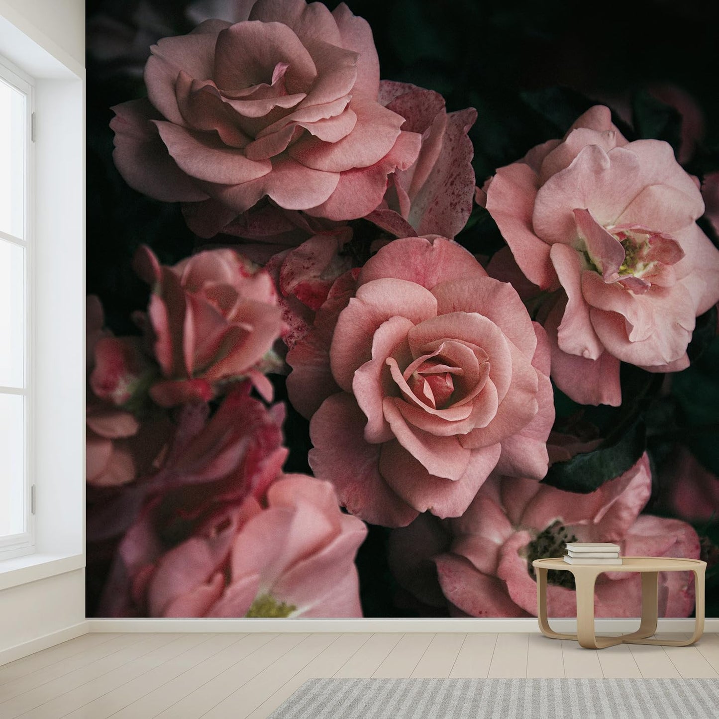 wall26 Wall Sticker/Wall Mural Dark Rose Flower Blossoms Nature Wilderness, Not Peel and Stick, Non-Woven Wallpaper Decorative for Bedroom, Living Room, Office - 108x168 inches
