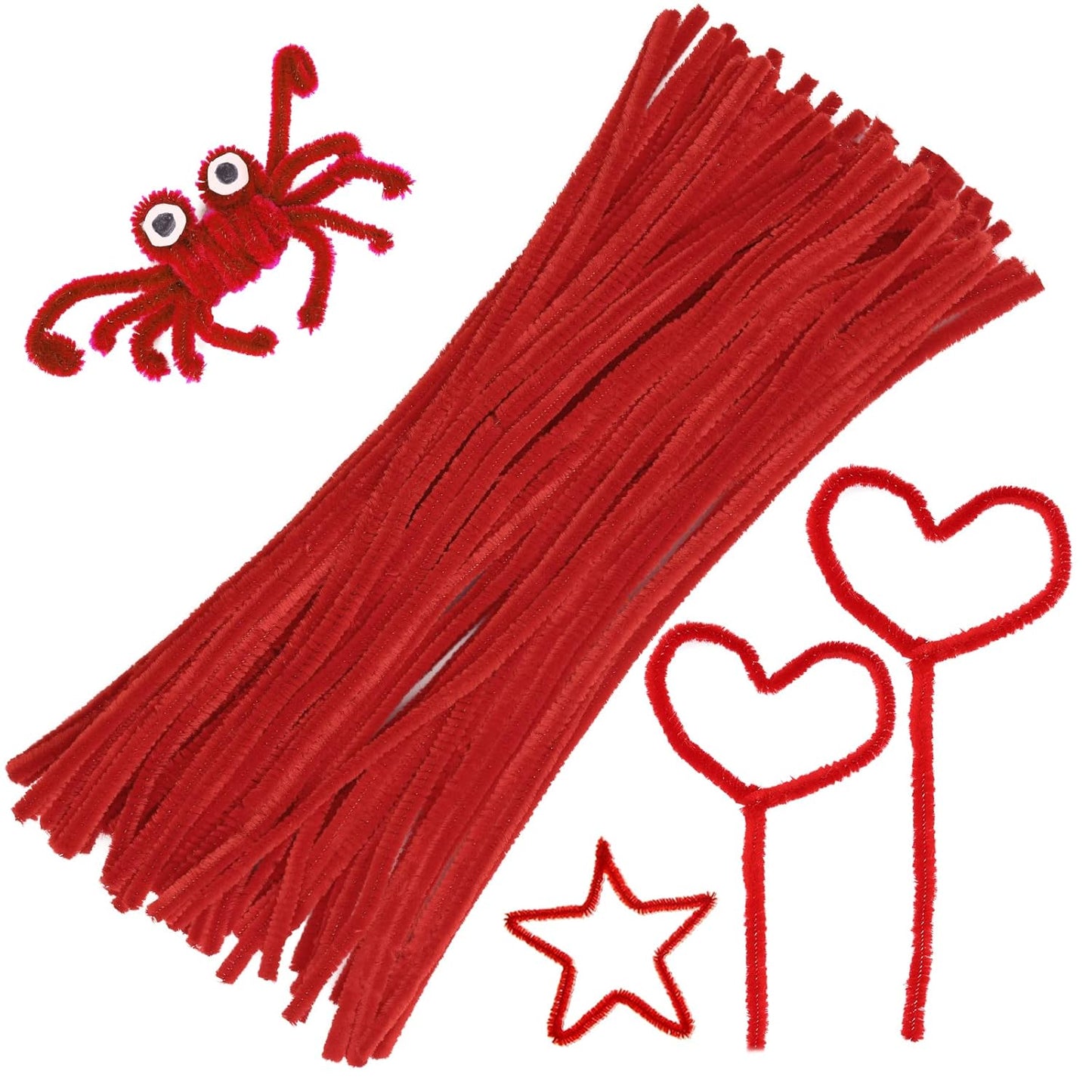 60 PCS Red Pipe Cleaners,Pipe Cleaners Chenille Stem,Pipe Cleaners Bulk,Art Pipe Cleaners for Creative Home Decoration Supplies and Crafts Project