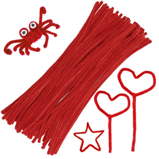 60 PCS Red Pipe Cleaners,Pipe Cleaners Chenille Stem,Pipe Cleaners Bulk,Art Pipe Cleaners for Creative Home Decoration Supplies and Crafts Project
