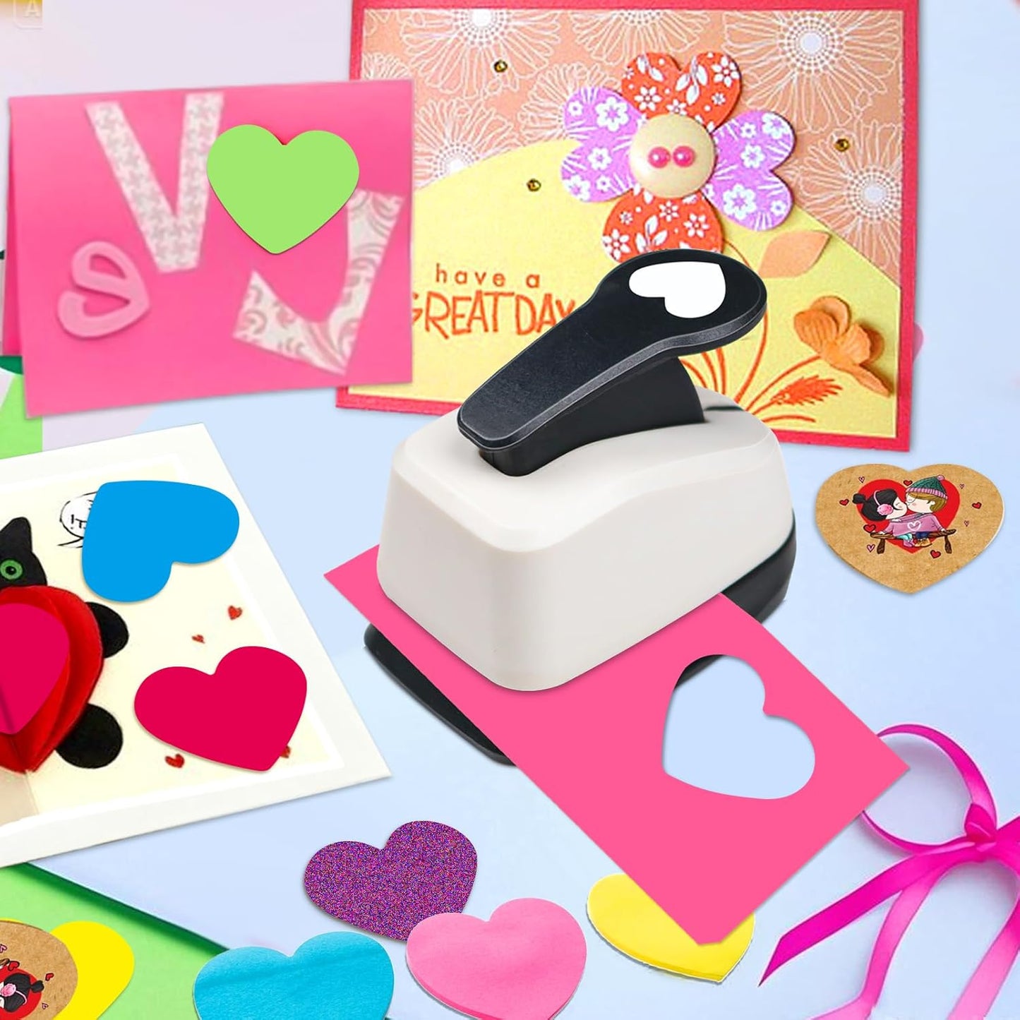 Heart Hole Punch 1 inch Heart Punch for Crafts Hearts Shaped Hole Puncher for Crafts Hearts Shape Paper Punch Craft Punches for Scrapbooking, Card Making