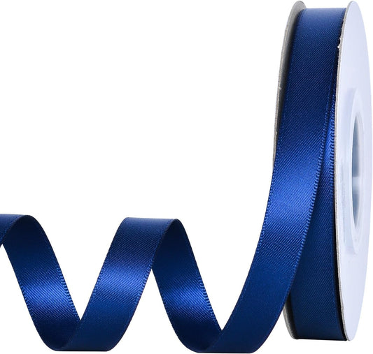 YAMA Navy Blue Double Faced Satin Ribbon, 1/2 Inch 25 Yards, Navy Ribbon for Gift Wrapping Crafts Hair Bows Wedding Party Decoration