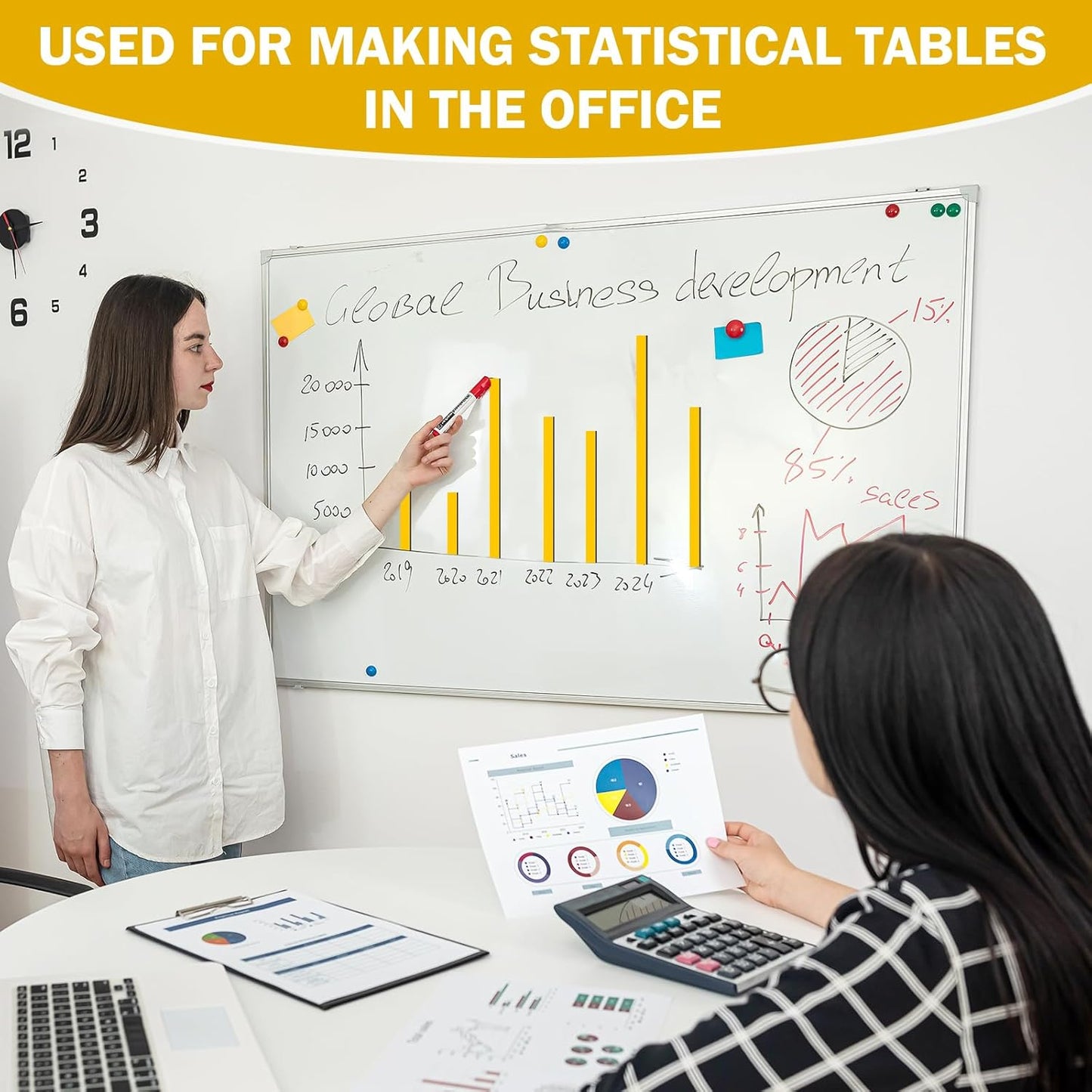 Magnetic Tape Roll Thin Strips, 0.39 Inch x 33 Feet Magnetic Board Dividers Whiteboard Graphic Decorative Tape Marking Line for Classroom Office Art Accessories(Yellow)