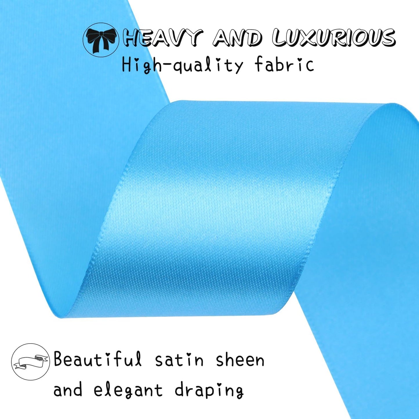 Light Blue Solid Satin Ribbon 1-1/2 Inch 25 Yards Solid Polyester Fabric Ribbon for Gift Wrapping Wedding Christmas Baby Shower Birthday Party Decoration Handmade Immortal Flower Craft