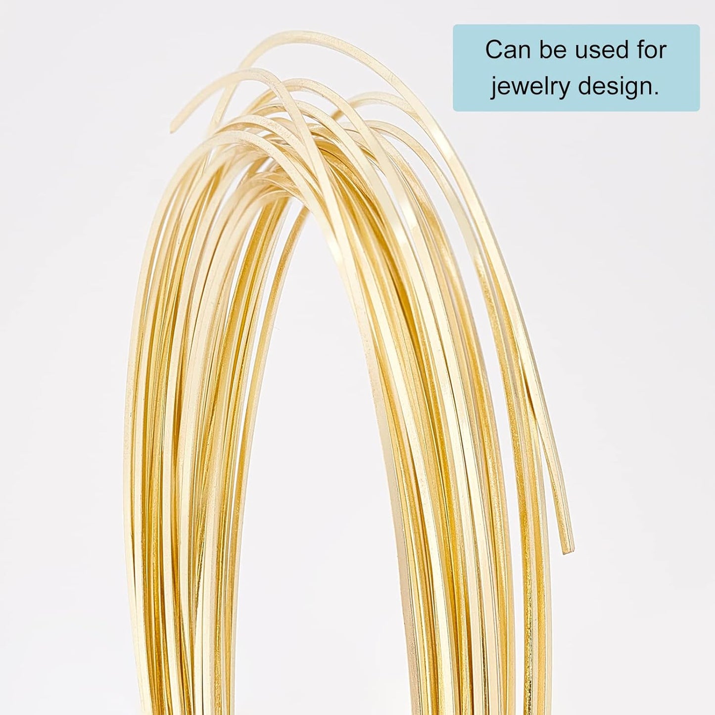 BENECREAT 22Gague 16.4 Feet Real 14K Gold Plated Square Brass Wire, Light Gold Soft Jewelry Wire for Necklace and Bracelet Making