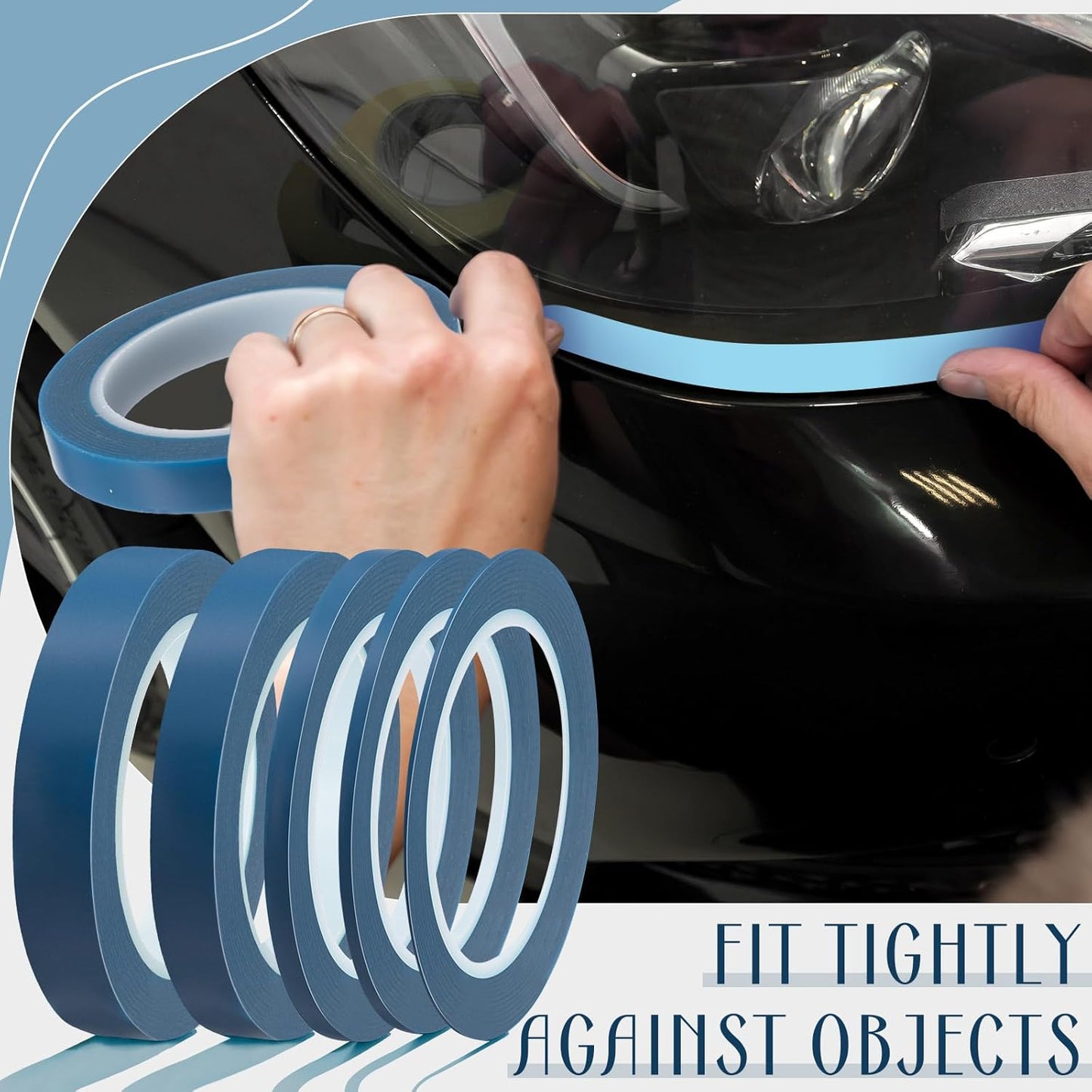 Xuniea 5 Rolls of Vinyl Tape Masking Tape Automotive Car Auto Paint for Curves, High Temperature Vinyl Low Tack(Navy,1/16, 1/8,1/4, 1/2, 3/4 Inch)