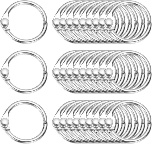 PATIKIL 0.6" x 0.8" Loose Leaf Binder Rings, 30 Pcs Metal Book Rings Nickel Keychain Ring for Paper Index Cards Flash Card Notebook Rings Office Home Book Binder, Silver Tone