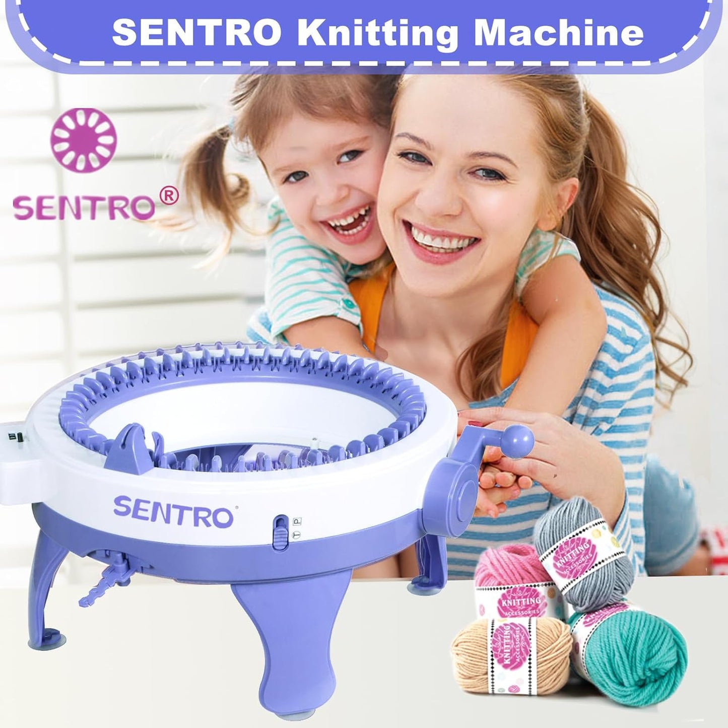 SENTRO 48 Needles Knitting Machines with Row Counter, Smart Knitting Crochet Machine,Weaving Round Loom,Double Knit Loom Machine Kit,DIY Knit Scarf Hat Sock