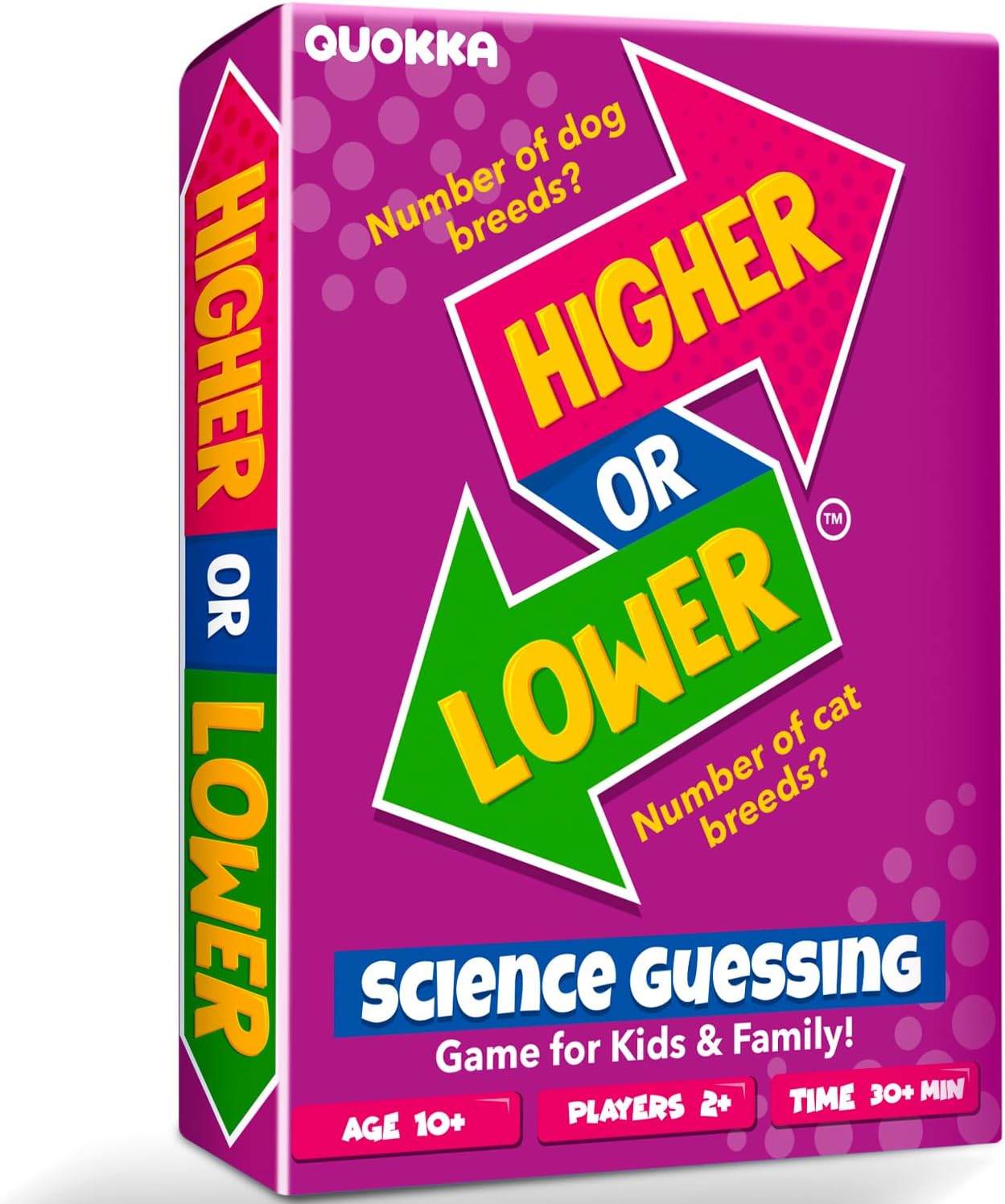 QUOKKA Trivia Board Games for Kids and Adults - Version V2.0 - Family Night Science Games 4xSet Higher or Lower Trivia Cards | Guess Fun Questions | 2 + Players - Challenge Your Science Knowledge