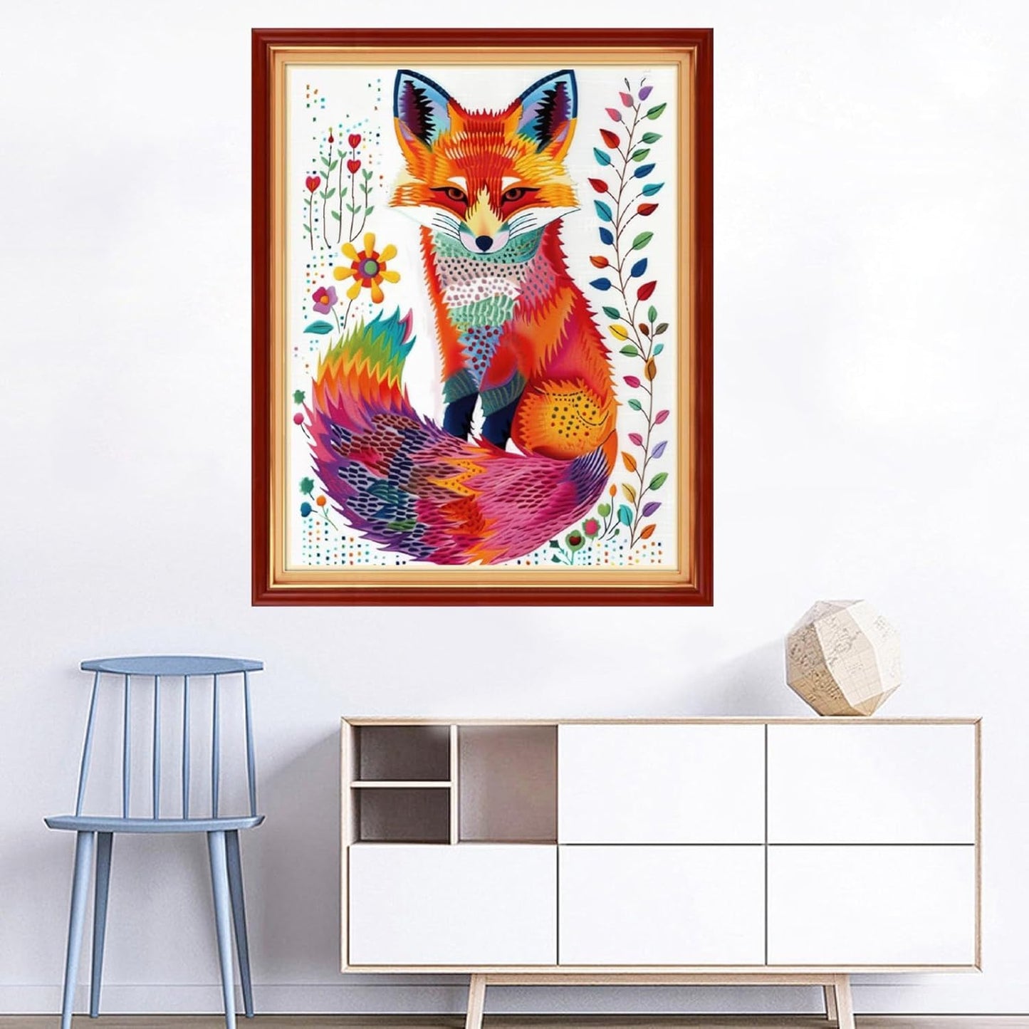 Joyhoor Cross Stitch Kits for Beginners Stamped Cross-Stitch Supplies Needlework preprint Embroidery Kits for Adults DIY Needlepoint Kits Embroidery Patterns 11CT-Colorful Fox 16x20 inchs