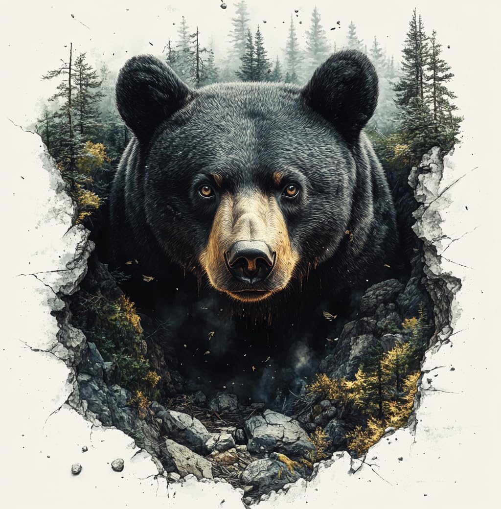 Moohue Cross Stitch Kit - Mountain Animal Bear - 14ct Counted Cross Stitch Patterns Kits - Adults Needlepoint Kits