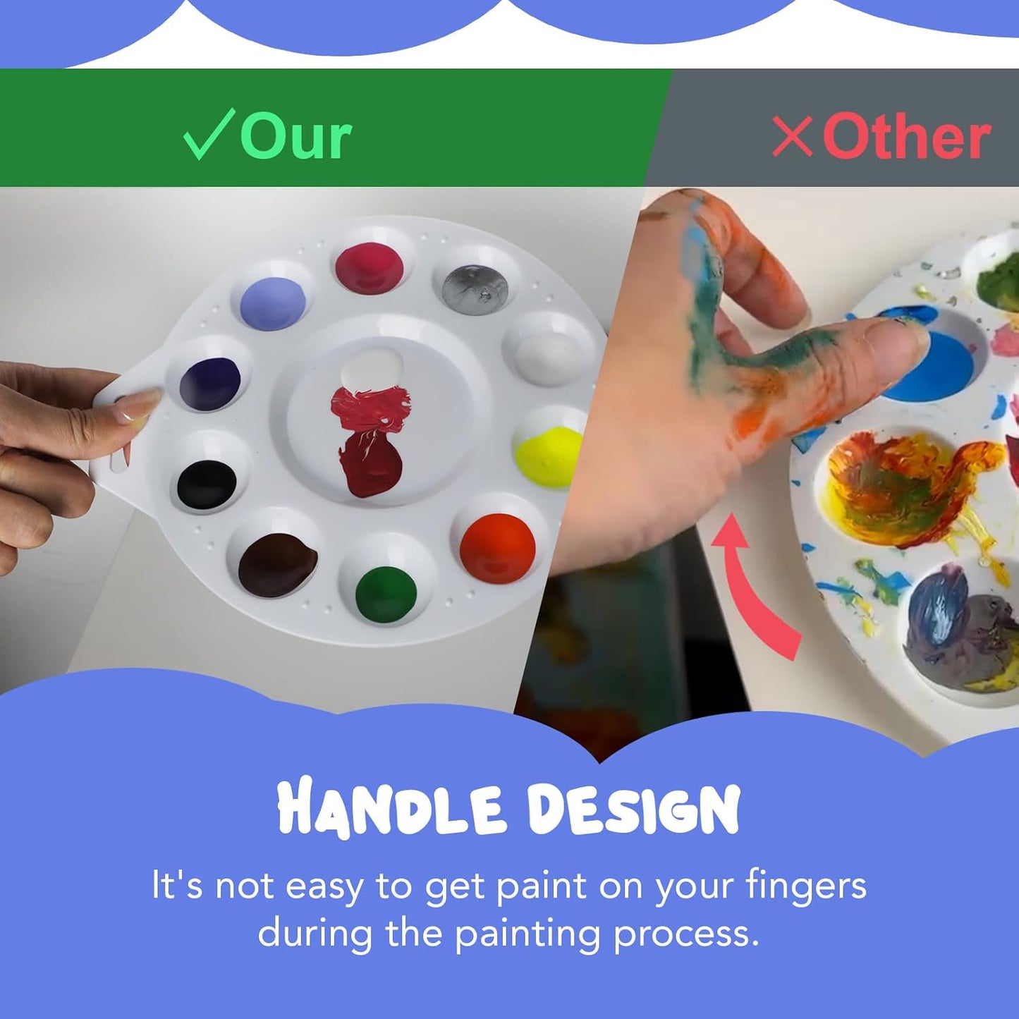 30Pcs Paint Tray Palettes, Plastic Paint Pallets with Hanging Hole for Kids or Students to Paints on School Project, Art Class or Have a Birthday Painting Part