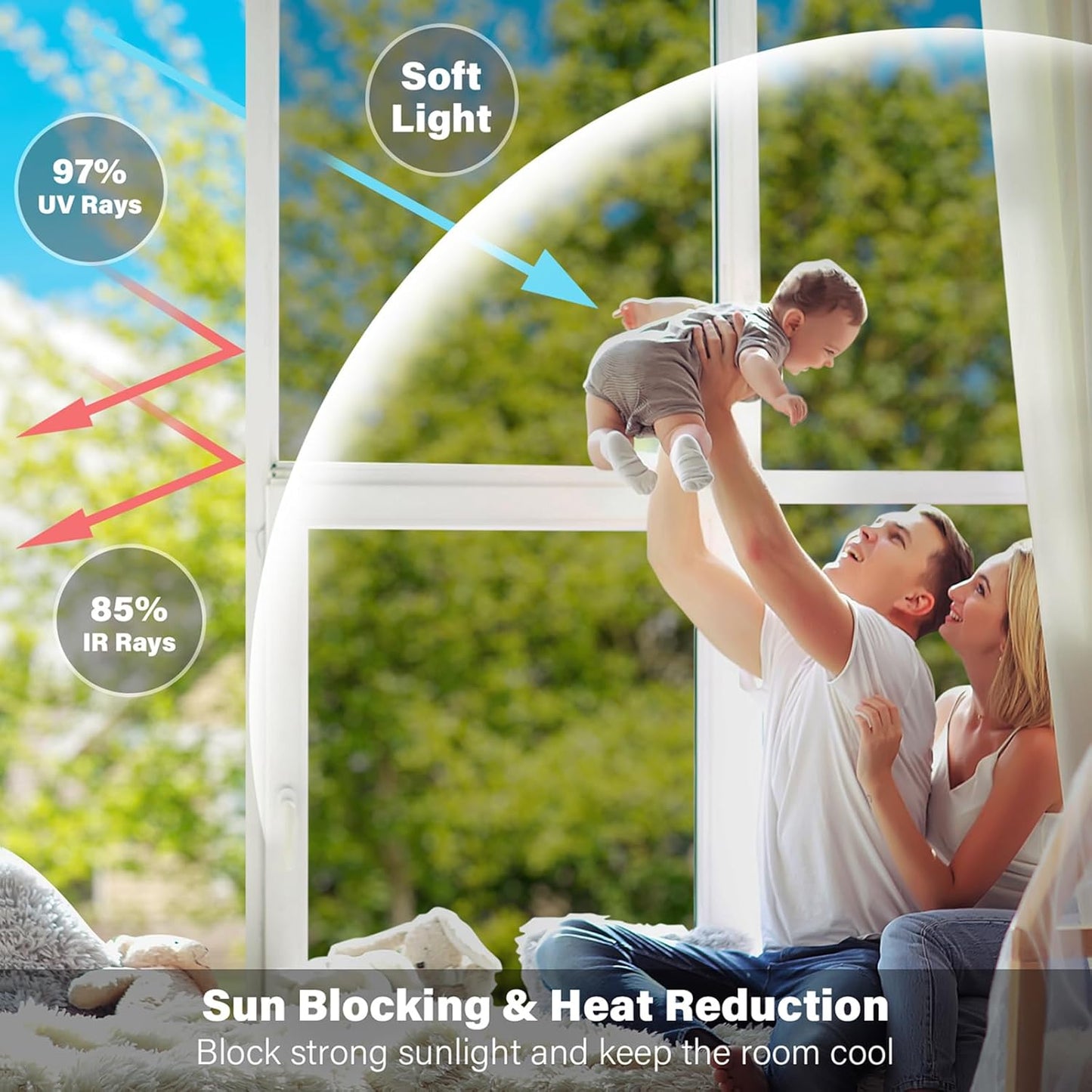 Kromapolis Window Privacy Film Reflective Mirror Film One Way Window Tint for Home, Daytime Privacy Heat Control Anti UV Glass Tinting, Non-Adhesive (Silver, 35.4 x 157.4 inch)