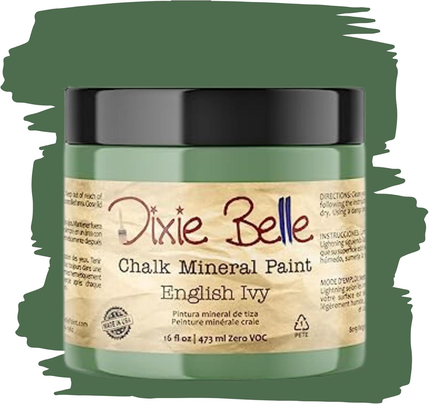 Dixie Belle Paint Company Chalk Finish Furniture Paint - English Ivy (16oz) - Matte Muted Green Chic Chalk Mineral DIY Furniture Paint