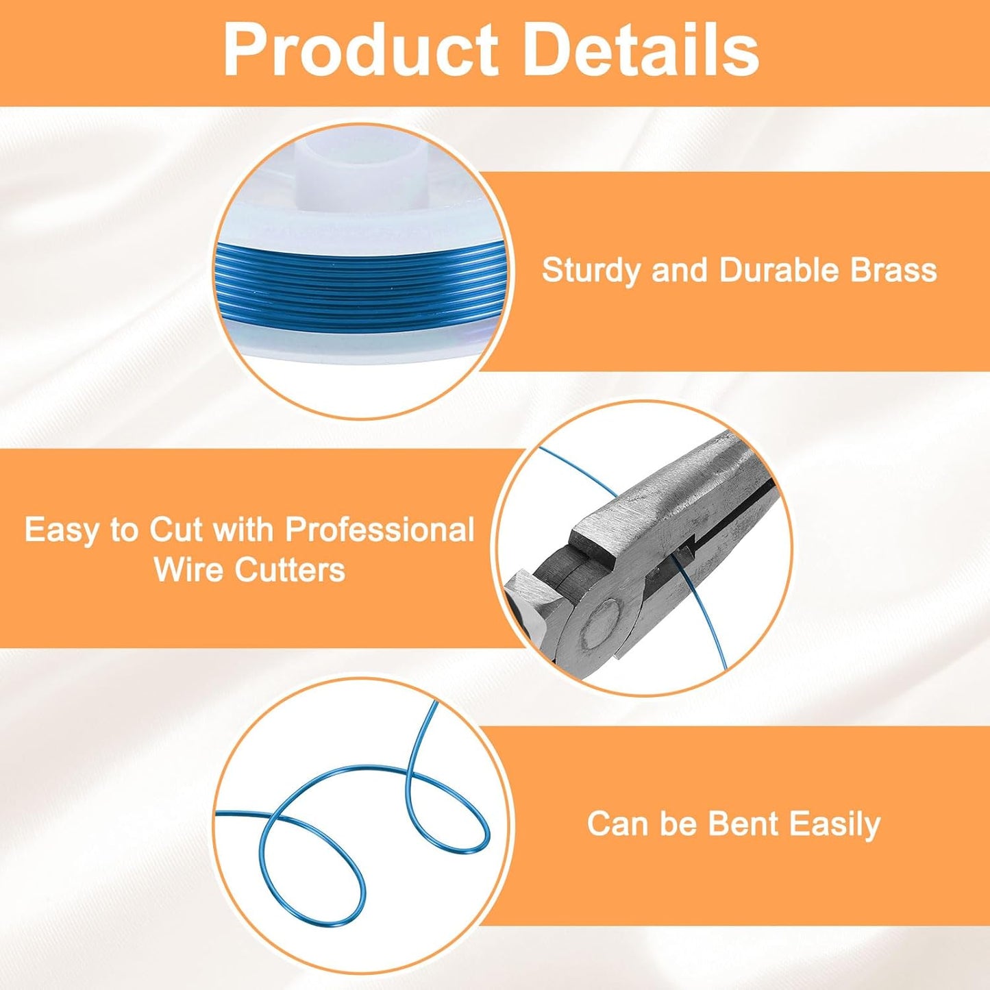 HARFINGTON 5ft Jewelry Wire, 18 Gauge (1mm) Brass Craft Soft Metal Tarnish Resistant Copper Beading Wire for Jewelry Making Supplies Crafting, Blue