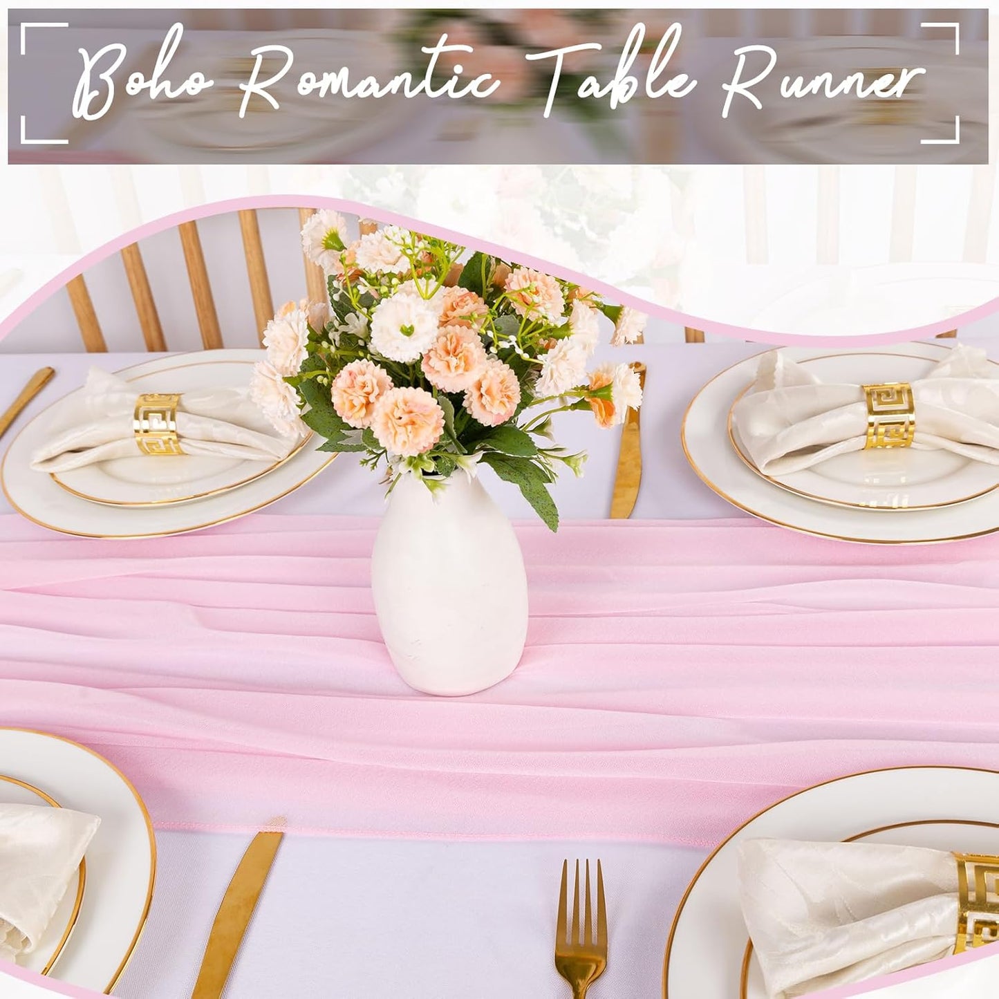 1 Pack Chiffon Table Runner Blushing Pink 12 x 120 Inches Sheer Table Runner Romantic Table Cloth for Wedding Decor 10ft Tulle Table Runner Table Decorations for Birthday Party