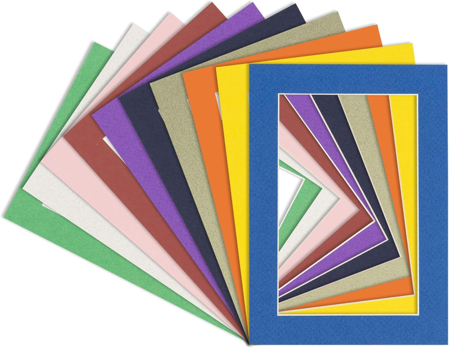 5.5x8.5 Mat for 8.5x11 Frame - Precut Mat Board Acid-Free Mixed Colors 5.5x8.5 Photo Matte For a 8.5x11 Picture Frame, Matboard for Family Photos, Show Kits, Art, Picture Framing, Pack of 10 Mats