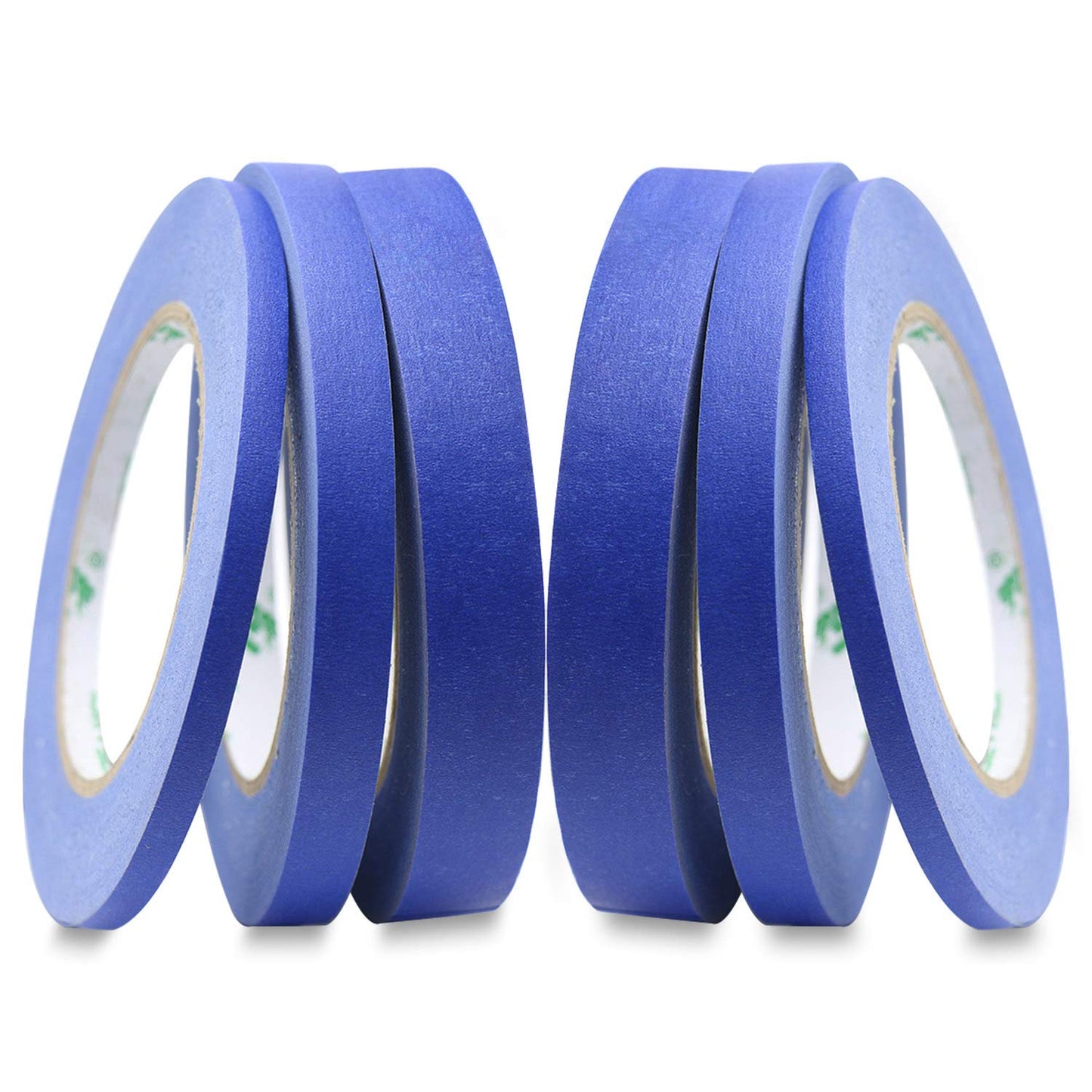 BOMEI PACK 6Pack Blue Painters Masking Tape, 1/4” 1/2” 3/4” X 60yds Multi Size Painting Paper Tape, Clean Removal with No Residue