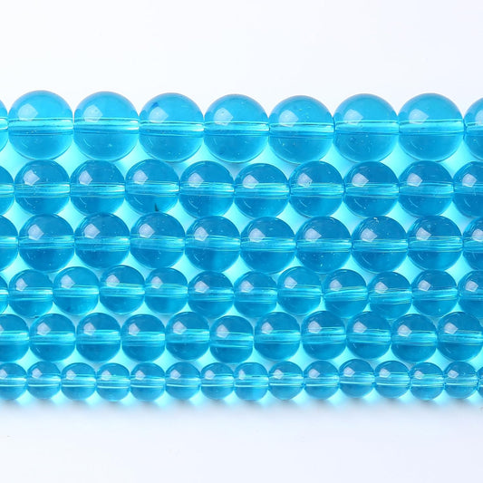 90pcs 4mm Topaz Blue Crystal Glass Round Loose Spacer Beads for Jewelry Making DIY Bracelet Necklace Healing Power Stone