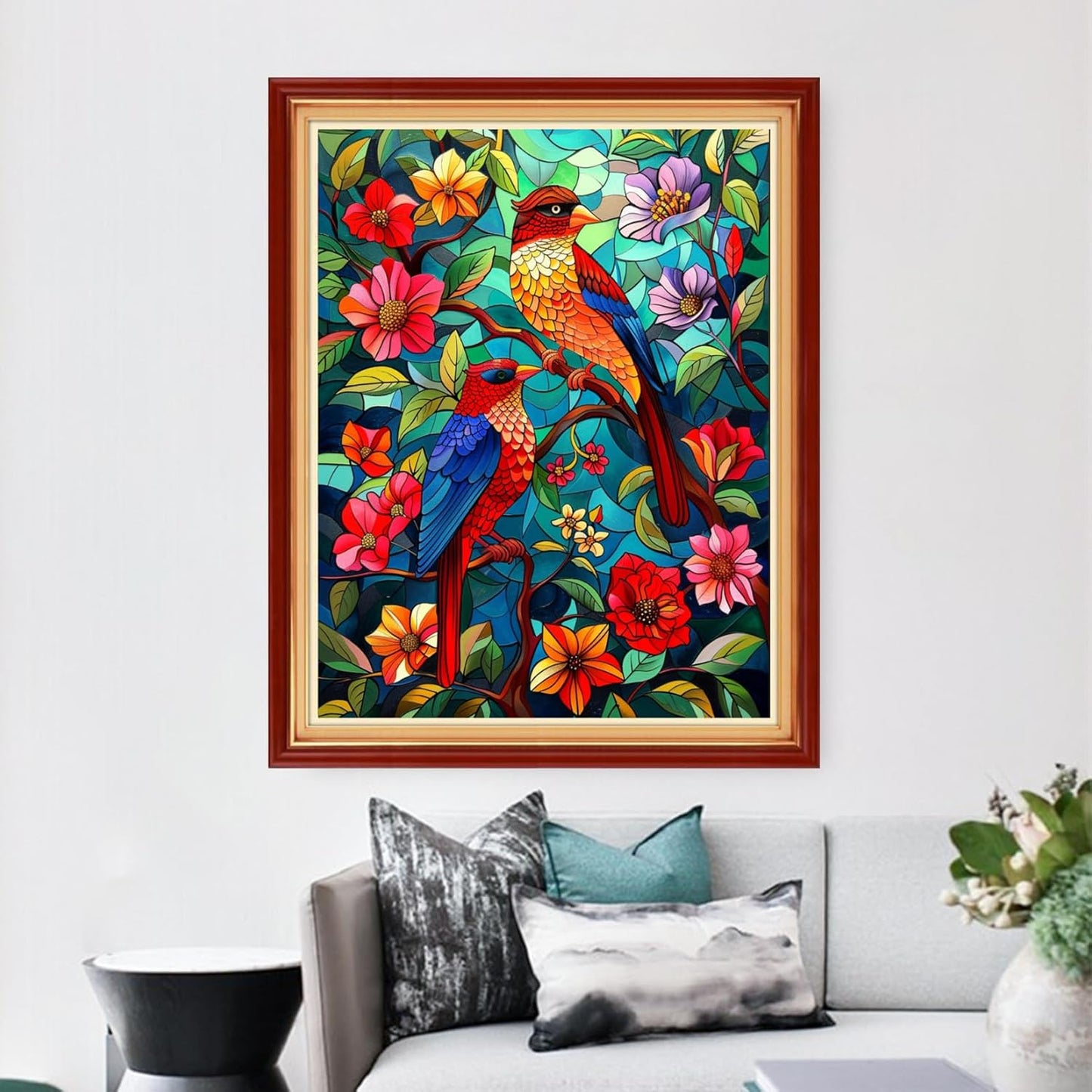 Dimensean Stamped Cross Stitch Kits Full Range of Embroidery Patterns Starter Kits for Beginners Adult or Kids DIY Cross Stitches Needlepoint Kits 11CT- Flower Birds 16x20 inch