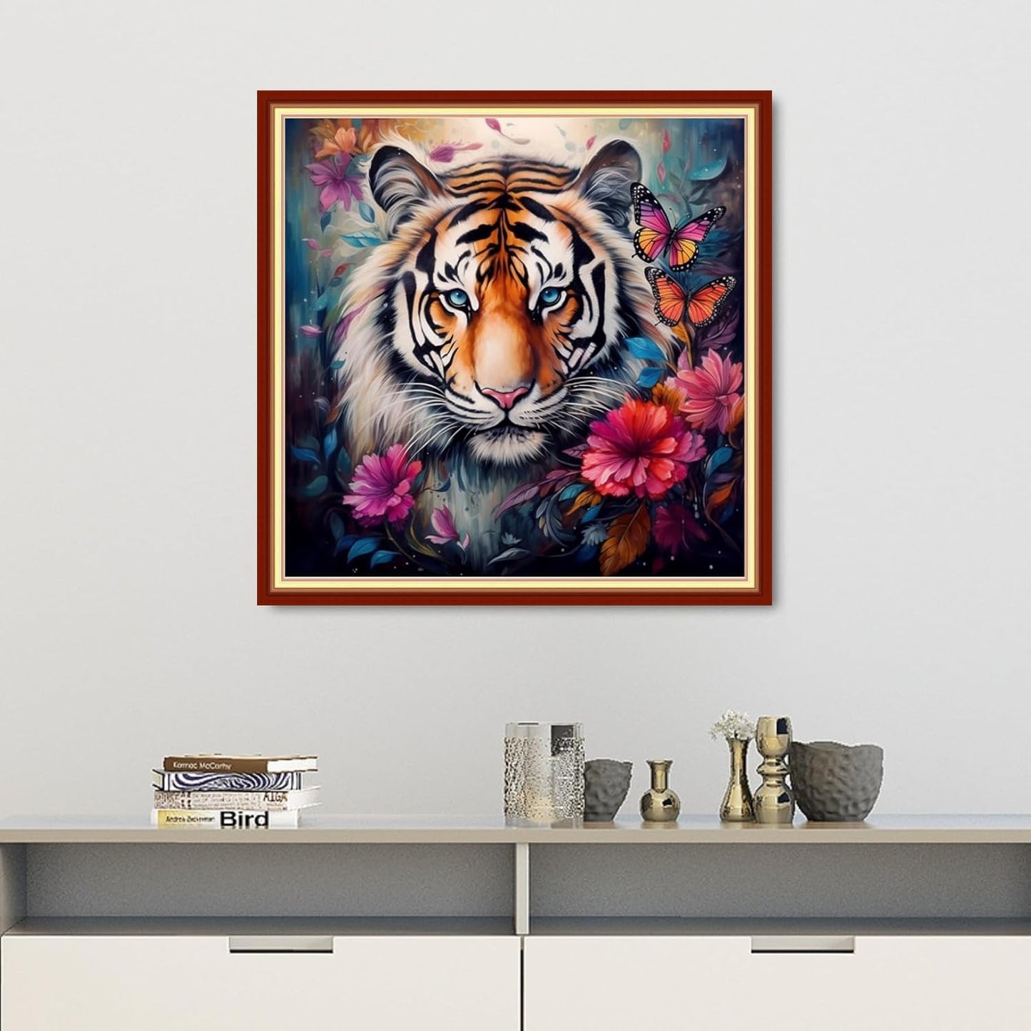 Dooxvey Cross Stitch Kits for Adult Beginners - Full Range of Stamped Kits, Needlepoint & Embroidery Kits - 11CT Cross Stitch Patterns - Tiger Flower, 18x18 inch