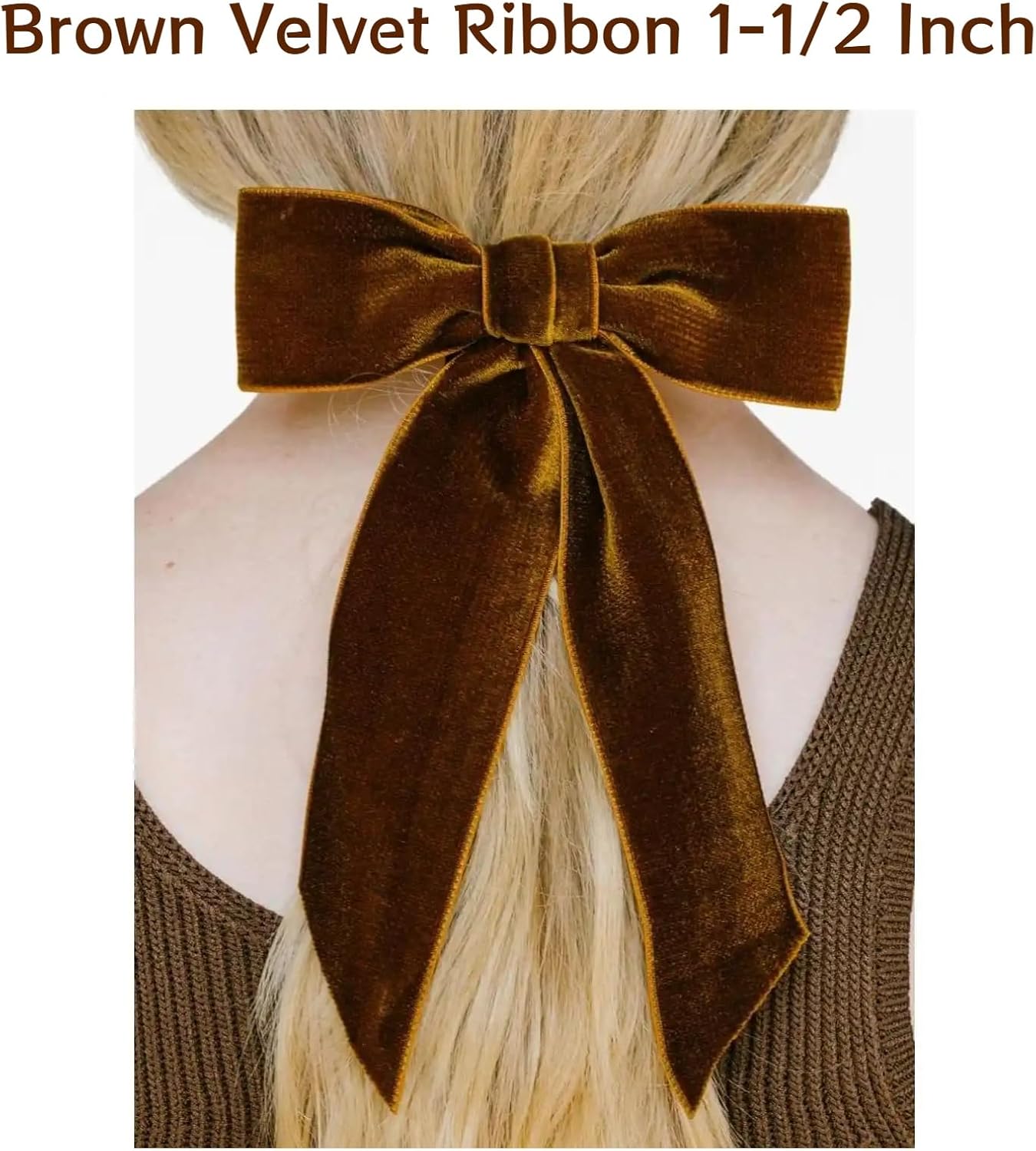 15 Yards Velvet Ribbon 1-1/2 Inch Single Face Brown Velvet Ribbon Spool Prefect for Wedding, Ribbons for Gift Wrapping, Christmas Tree Ornaments Wreath Hair Bows, Ribbons for Crafts
