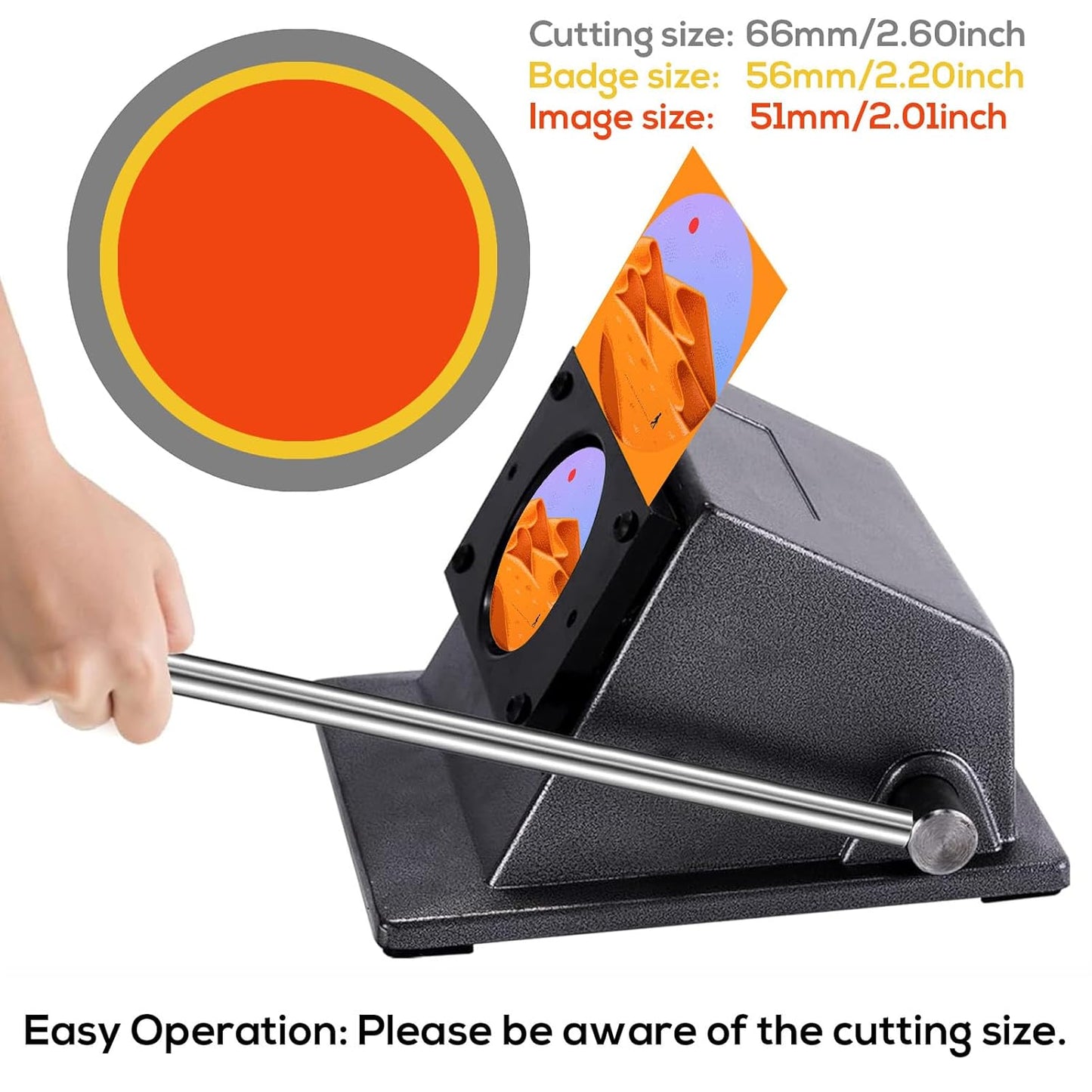 2.20"/56mm Button Paper Cutter 2.60"/66mm Circle Cutter Paper Puncher Precise Graphic Punch Die Cutter Cuts for Making 2.20-inch/56mm Buttons