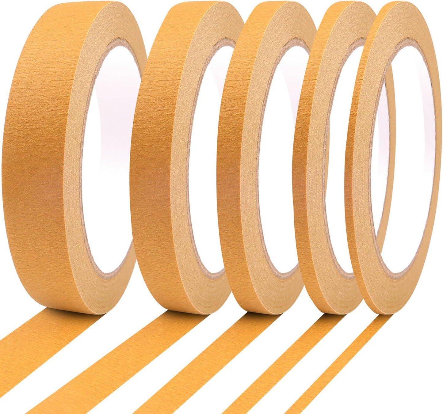 5 Rolls Pinstripe Tape - Masking Tape 1/16", 1/8", 1/4", 1/2", 3/4" - Thin Painters Masking Automotive Tape for DIY, Car, Auto, Paint, Art, Tumblers (Brown)