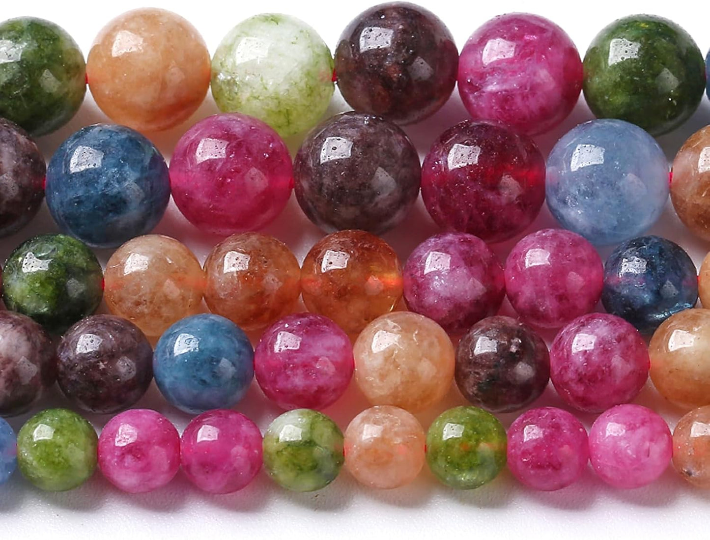 4MM Colorful Tourmaline Stone Beads Natural Gemstone Round Loose Beads for Jewelry Making Bracelet Necklace 180pcs 2 Strands 32"