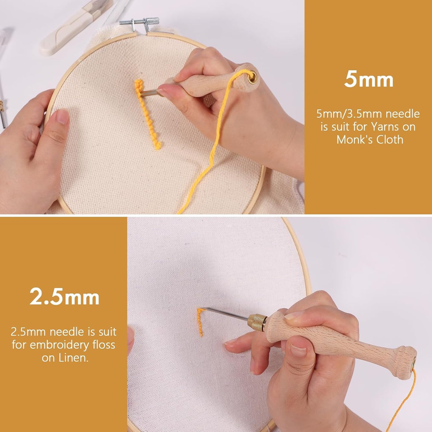 Pllieay 19 Pieces Punch Needle Starter Kit with Embroidery Hoop, Adjustable Wooden Needle Punch, Tufting Cloth, Rug Hooking Beginner Kit for Beginner Embroidery Floss Cross Stitching