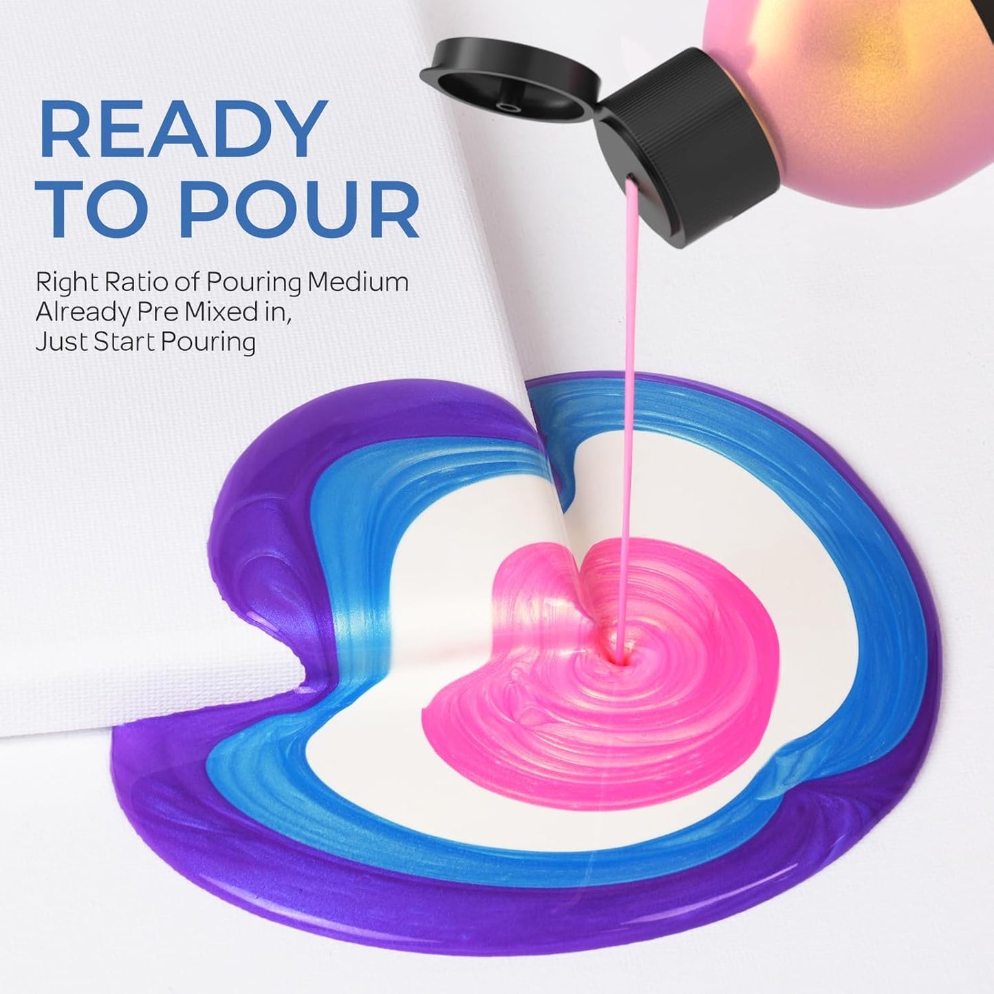 Nicpro 20 Colors Iridescent Metallic Acrylic Pour Paint Supplies Kit, 8.45oz Large Ready to Pour Premixed High Flow Pouring Paint Set with Silicone Pouring Oil, Gloves, Instructions for Beginner DIY