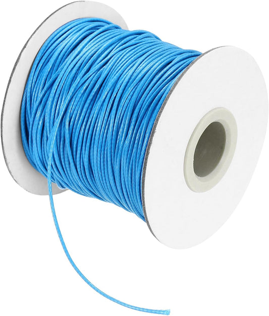 MECCANIXITY Waxed Cord 1mm Waxed Thread 87 Yard Wax String Leather Cord for Bracelet Making, Necklaces, Beading, Jewelry Making and DIY Crafts(Blue)