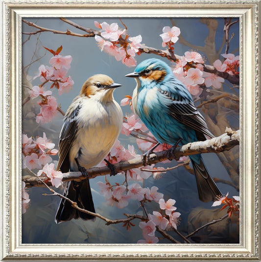 Leczany Cross Stitch Stamped Kit for Adults or Kids - Two Brid | DIY Embroidery Starter Patterns Craft Kit Needlepoint for Beginner | 11CT, 3 Strands | 19.7x19.7 inches