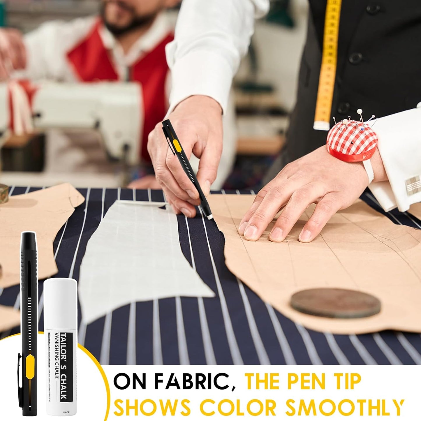 Heat Erasable Fabric Marker for Sewing,Sewing Chalk DIY Markers Pen for Quilting, Embroidery,Washable Erasable Replaceable Refill Marker Pen, Suitable for Cotton, Knitted Fabrics(1Pen+20Refills)