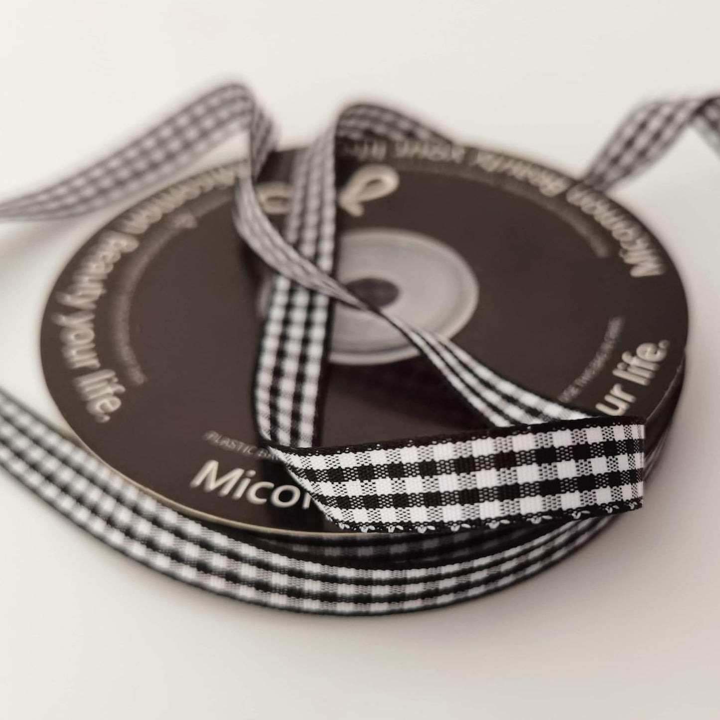 Buffalo Check Ribbon Black and White Gingham Ribbon 25 Yards for Crafts (3/8", Black)