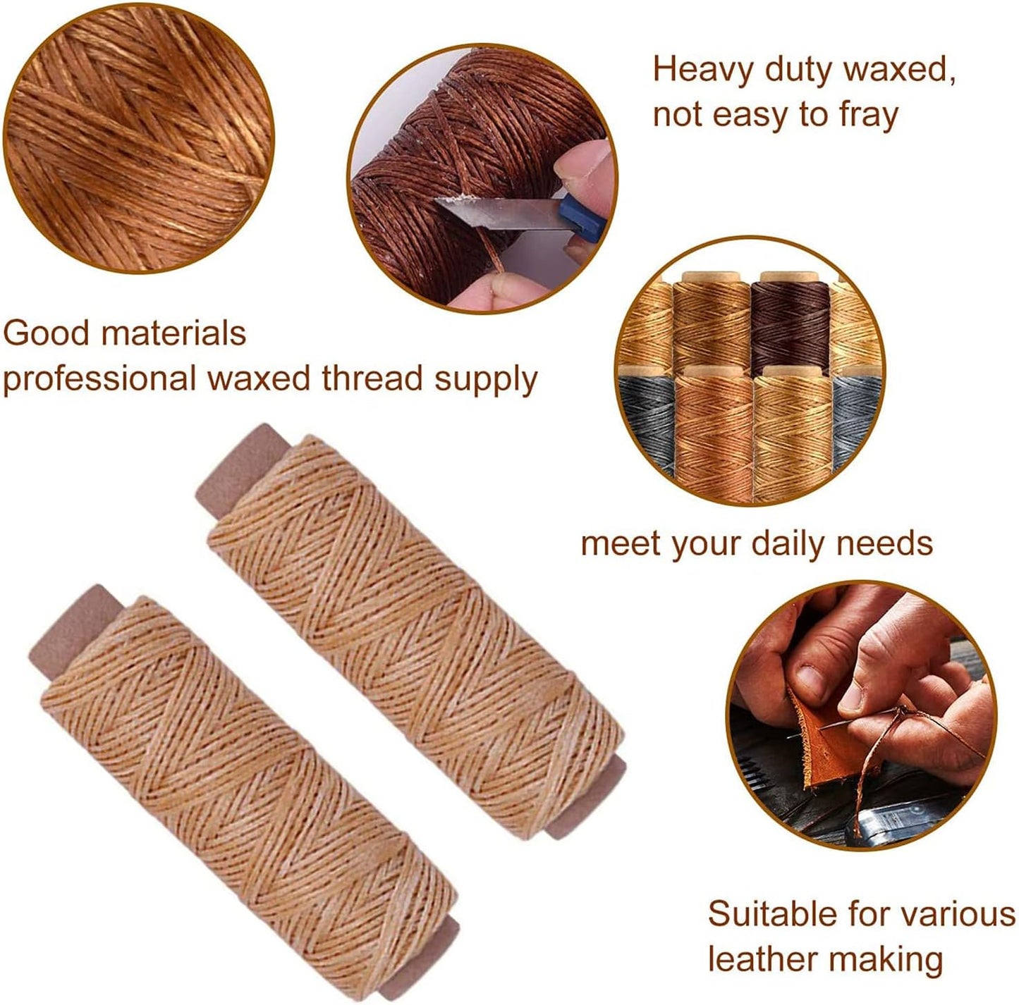 48 Colors Waxed Thread, Leather Sewing, Hand Stitching Thread for Hand Sewing Leather and Bookbinding, 13Yards Per Color