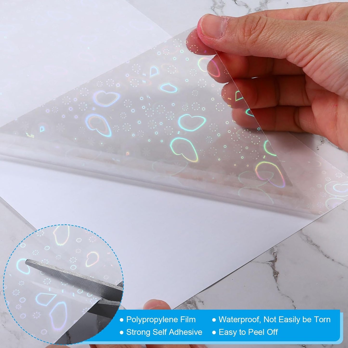 PATIKIL 11.7x8.3" Holographic Sticker Paper, 10Sheets A4 Polypropylene Self-adhesive Transparent Waterproof Laminate Overlay Film for Photo Cards Scrapbook Decorations, Butterfly